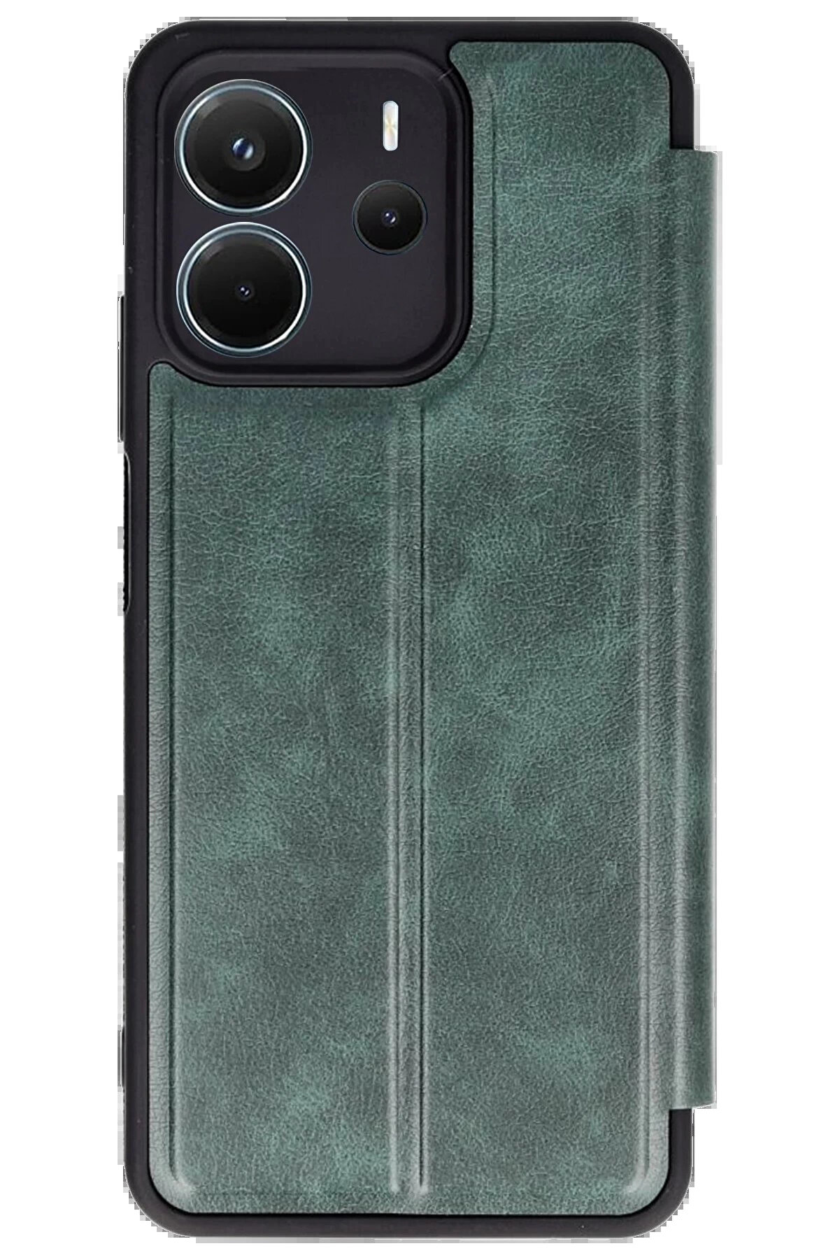 Harmonyaura Xi̇aomi̇ Redmi̇ Note 14 4G Kılıf Fli̇p Cover - Koyu Yeşi̇l