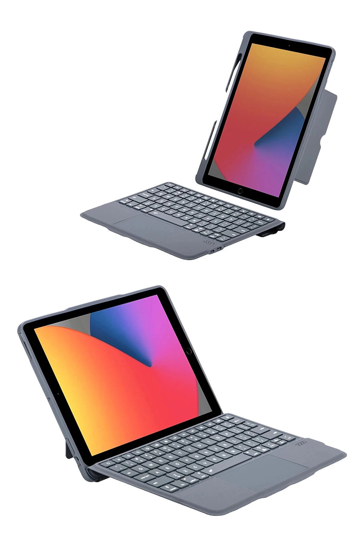 Buti̇k T5506D İpad 10.2 (9.Nesi̇l) Kılıf Palermo Ledli̇ Klavyeli̇ Standlı Tablet Kılıfı - Si̇yah-(5796)