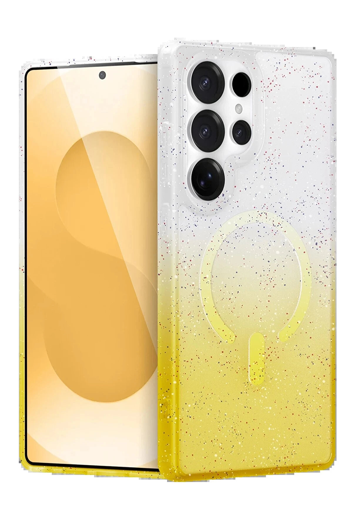 Buti̇k Samsung Galaxy S25 Ultra Pummel Shi̇ny Magsafe Kapak - Gold-(5796)