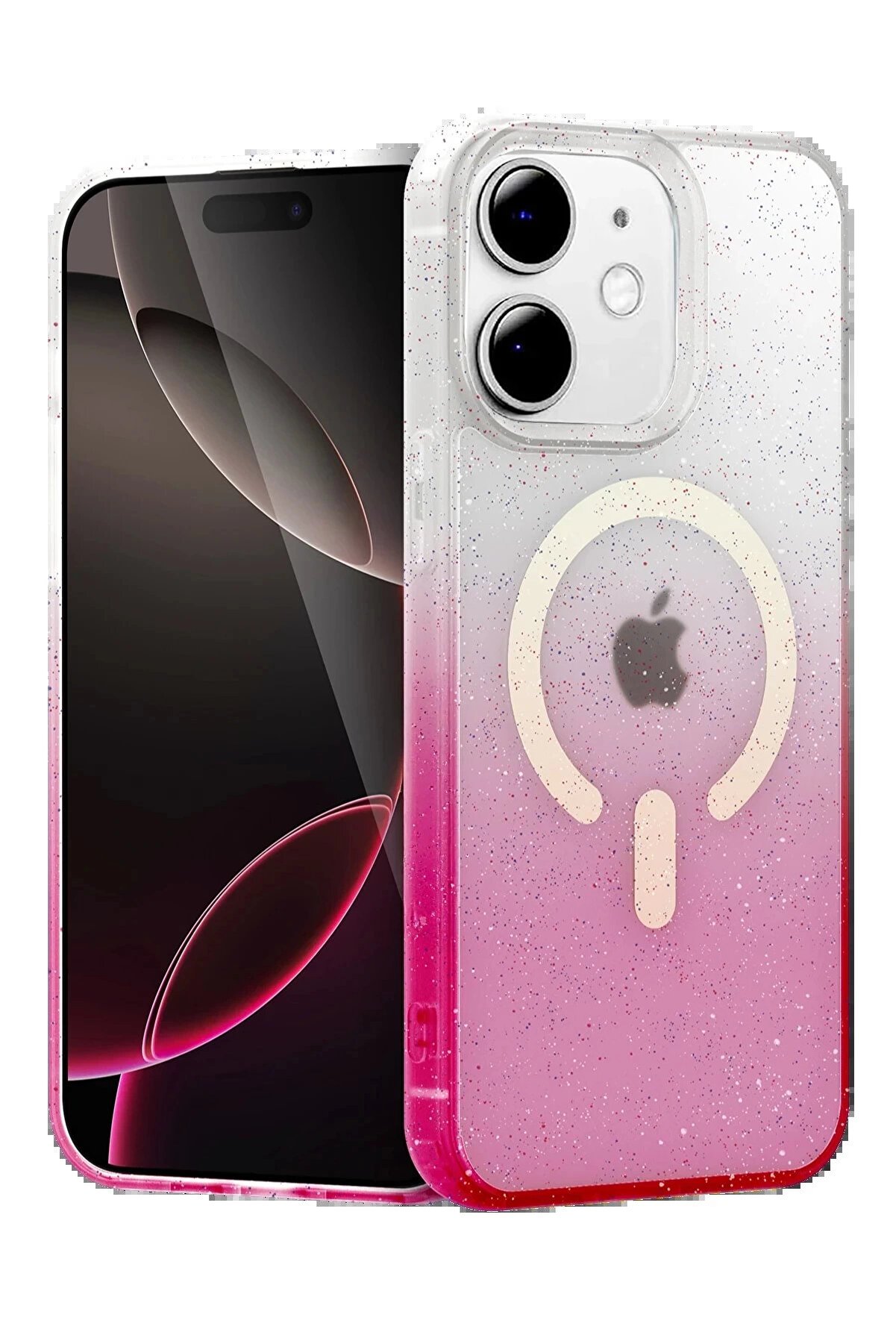 Buti̇k Apple İphone 12 Pummel Shi̇ny Magsafe Kapak - Pembe-(5796)