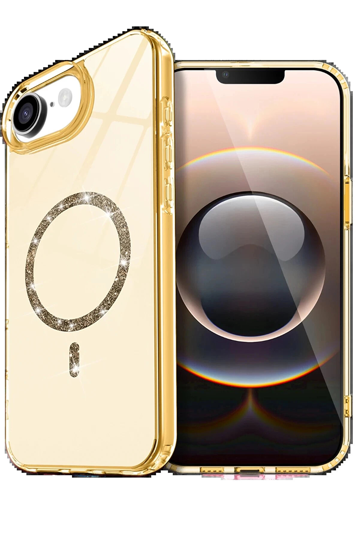 Buti̇k Apple İphone 16E Li̇ve Di̇amond Magsafe Kapak - Sarı-(5796)