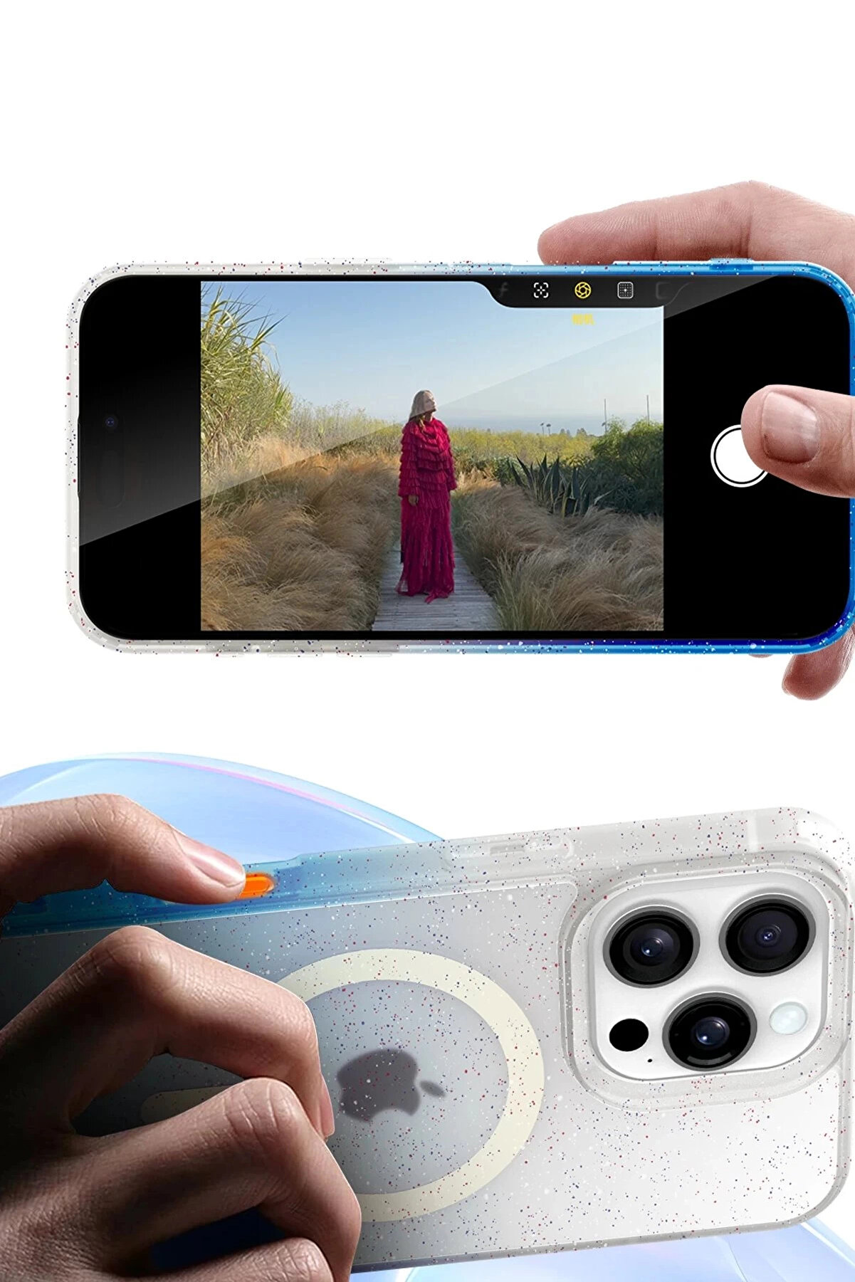 Buti̇k Apple İphone 16 Pro Pummel Shi̇ny Magsafe Kapak - Si̇yah-(5796)