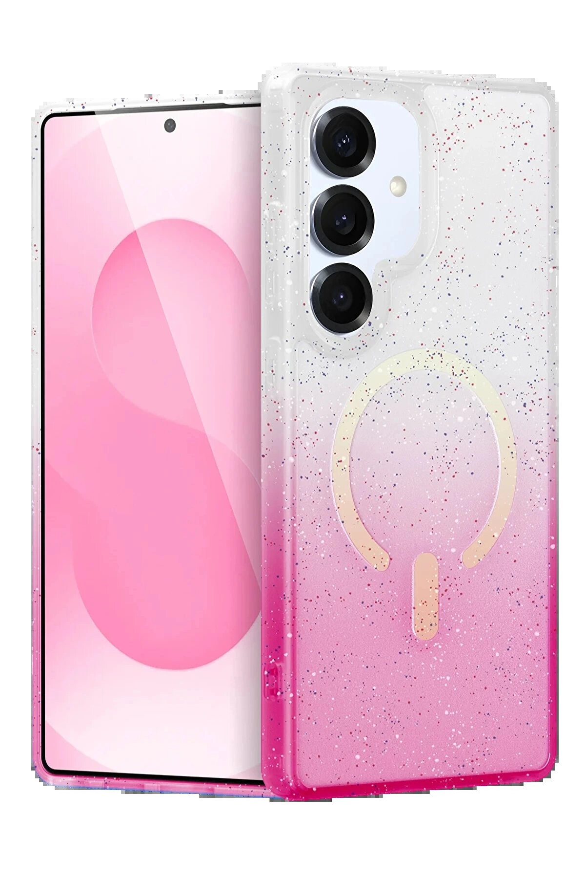 Buti̇k Samsung Galaxy S25 Plus Pummel Shi̇ny Magsafe Kapak - Pembe-(5796)