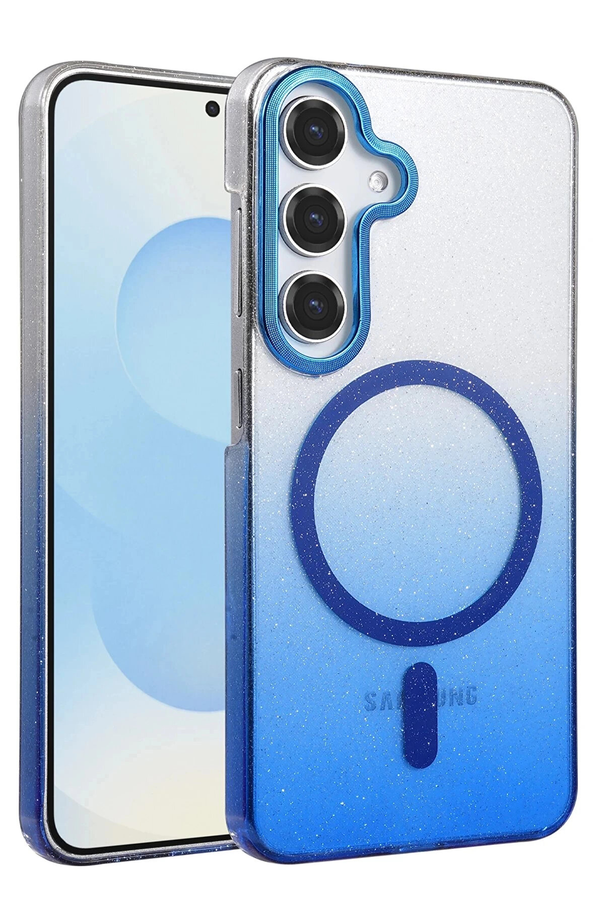 Buti̇k Samsung Galaxy S25 Glossy Magsafe Kapak - Mavi̇-(5796)