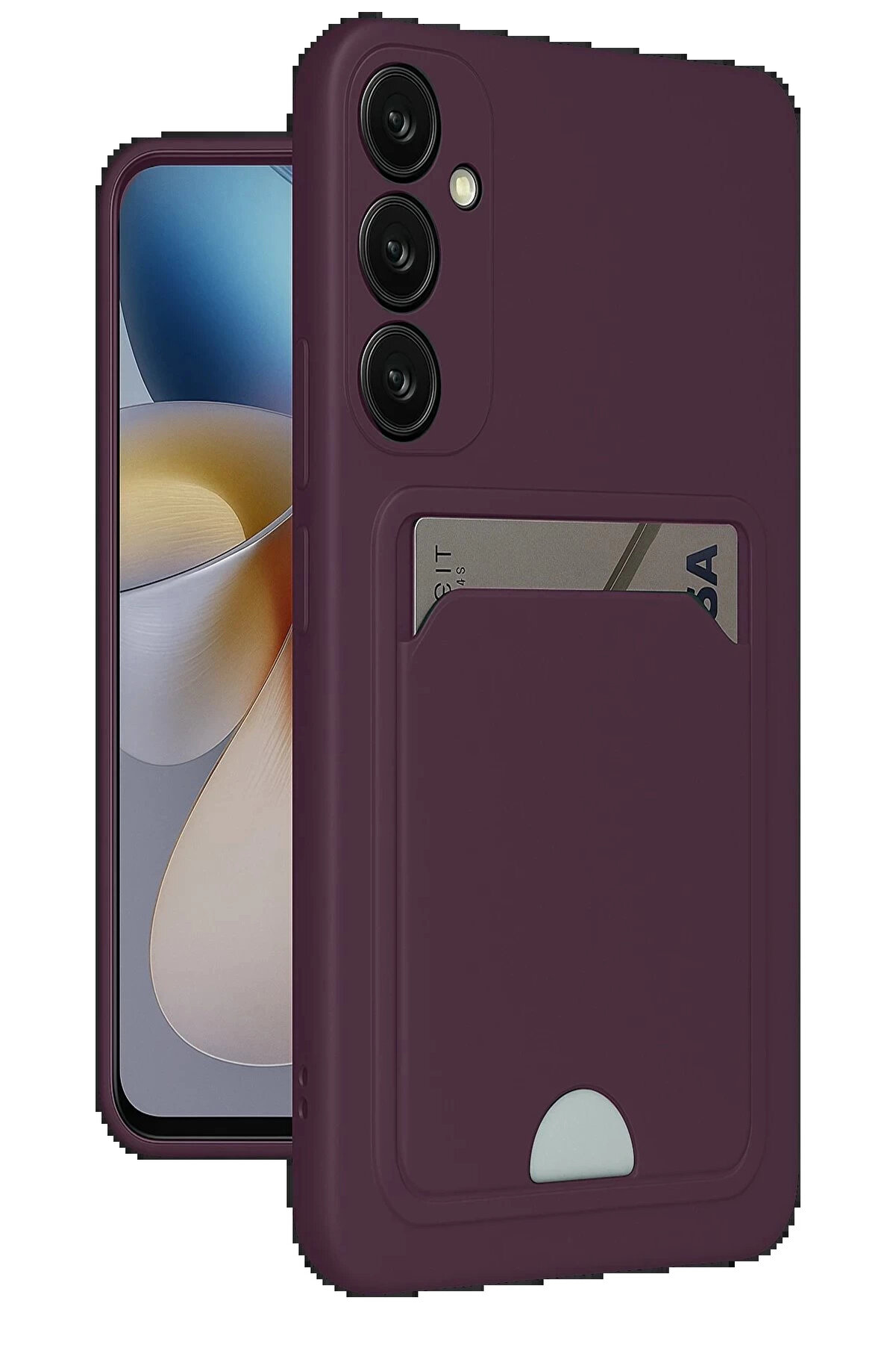 Buti̇k Samsung Galaxy A26 Kılıf Kelvi̇n Kartvi̇zi̇tli̇ Si̇li̇kon - Deri̇n Mor-(5796)