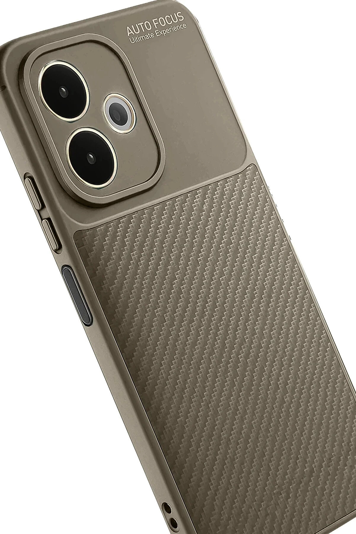 Buti̇k Oppo A5 Pro 4G Kılıf Auto Focus Karbon Kapak - Kahverengi̇-(5796)