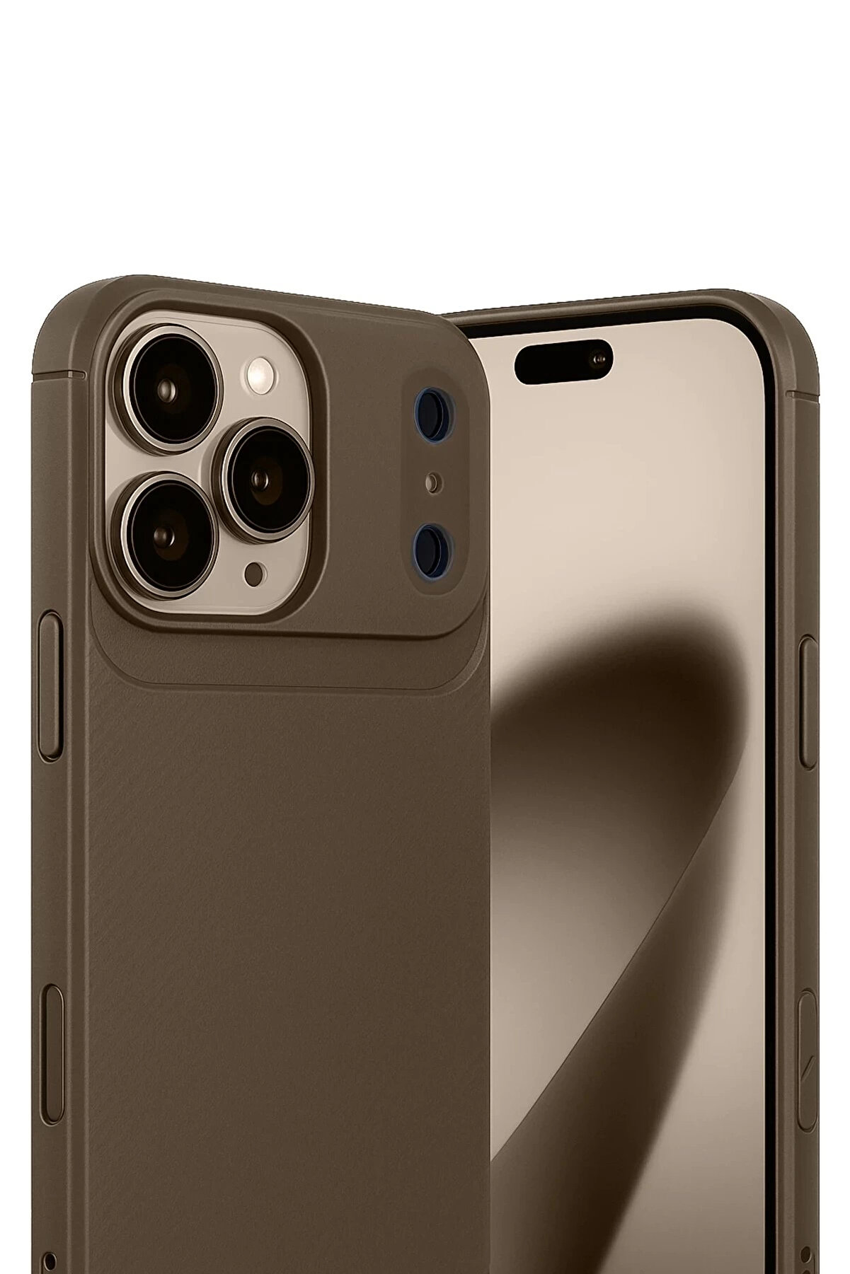 Buti̇k Apple İphone 17 Pro Max Auto Focus Karbon Kapak - Kahverengi̇-(5796)