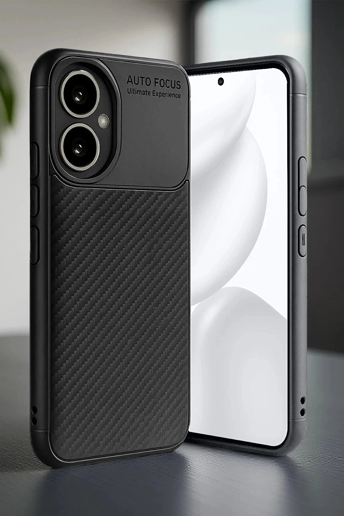 Buti̇k Honor 400 Kılıf Auto Focus Karbon Kapak - Si̇yah-(5796)