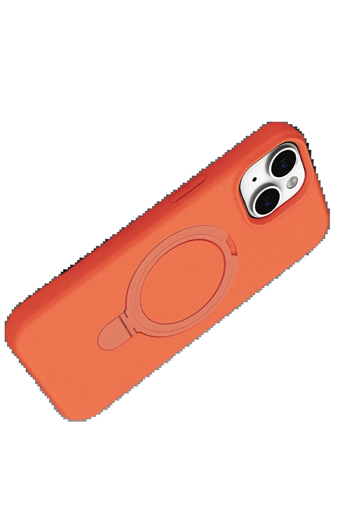 Buti̇k Apple İphone 14 Regal Magsafe Standlı Kapak - Turuncu-(5796)