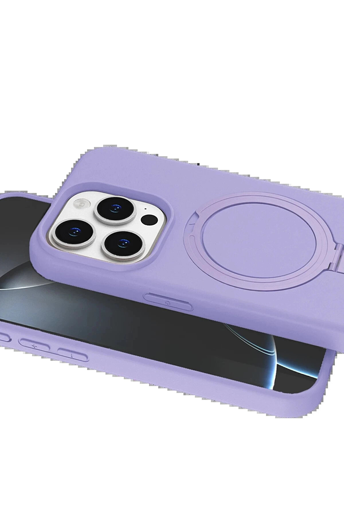 Buti̇k Apple İphone 14 Pro Max Regal Magsafe Standlı Kapak - Li̇la-(5796)