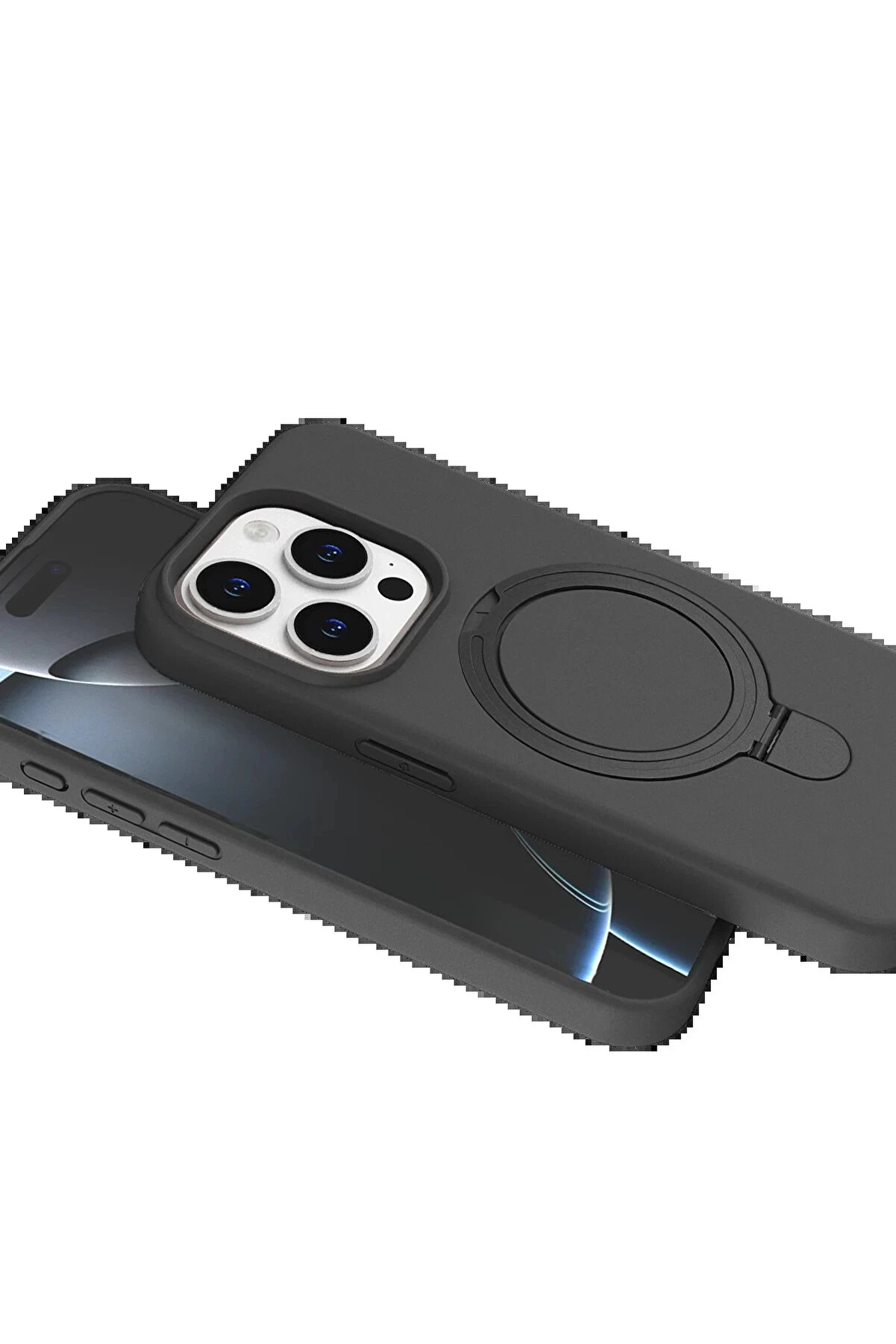 Buti̇k Apple İphone 14 Pro Max Regal Magsafe Standlı Kapak - Ti̇tan Gri̇-(5796)