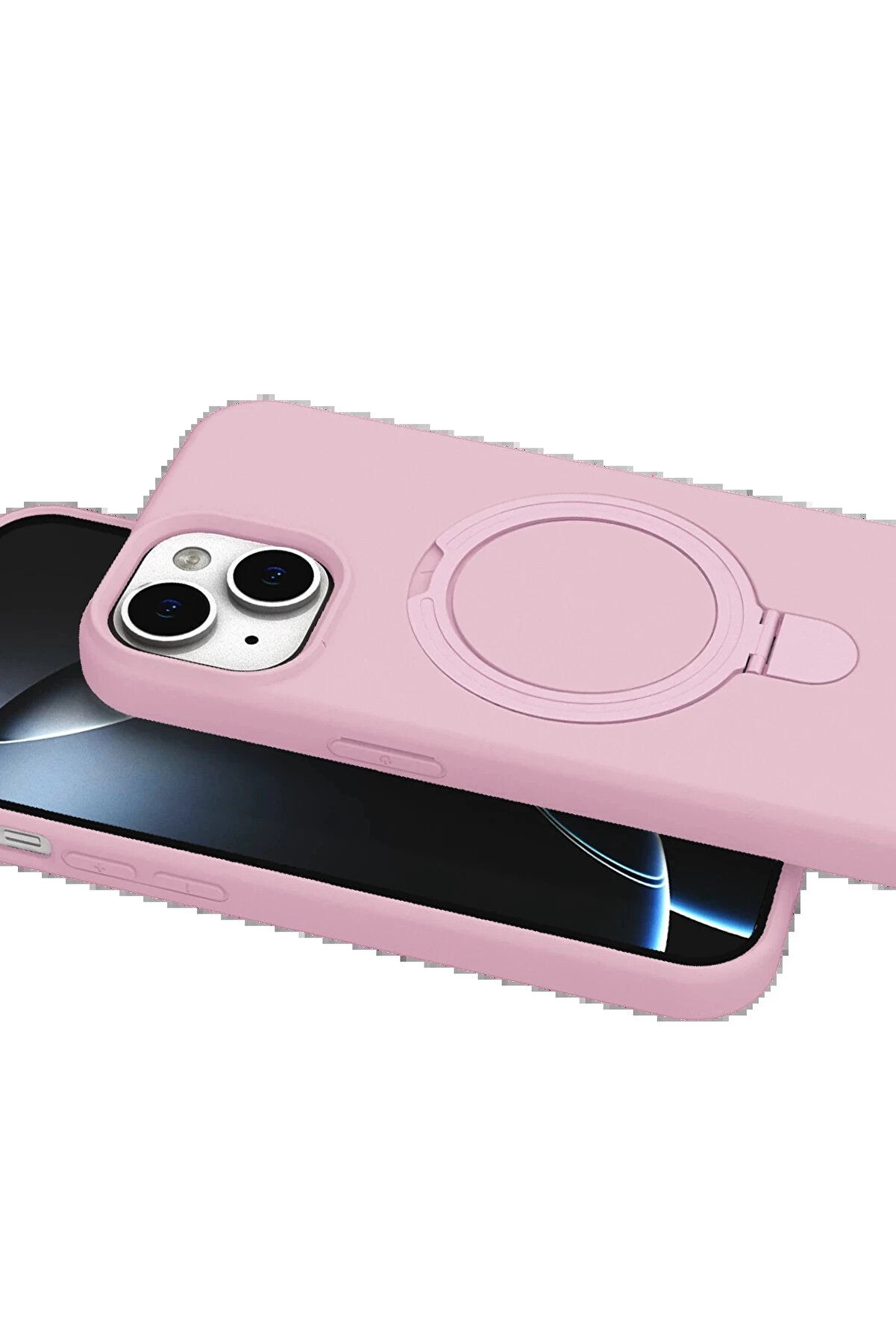 Buti̇k Apple İphone 14 Regal Magsafe Standlı Kapak - A&ccedil;ık Pembe-(5796)