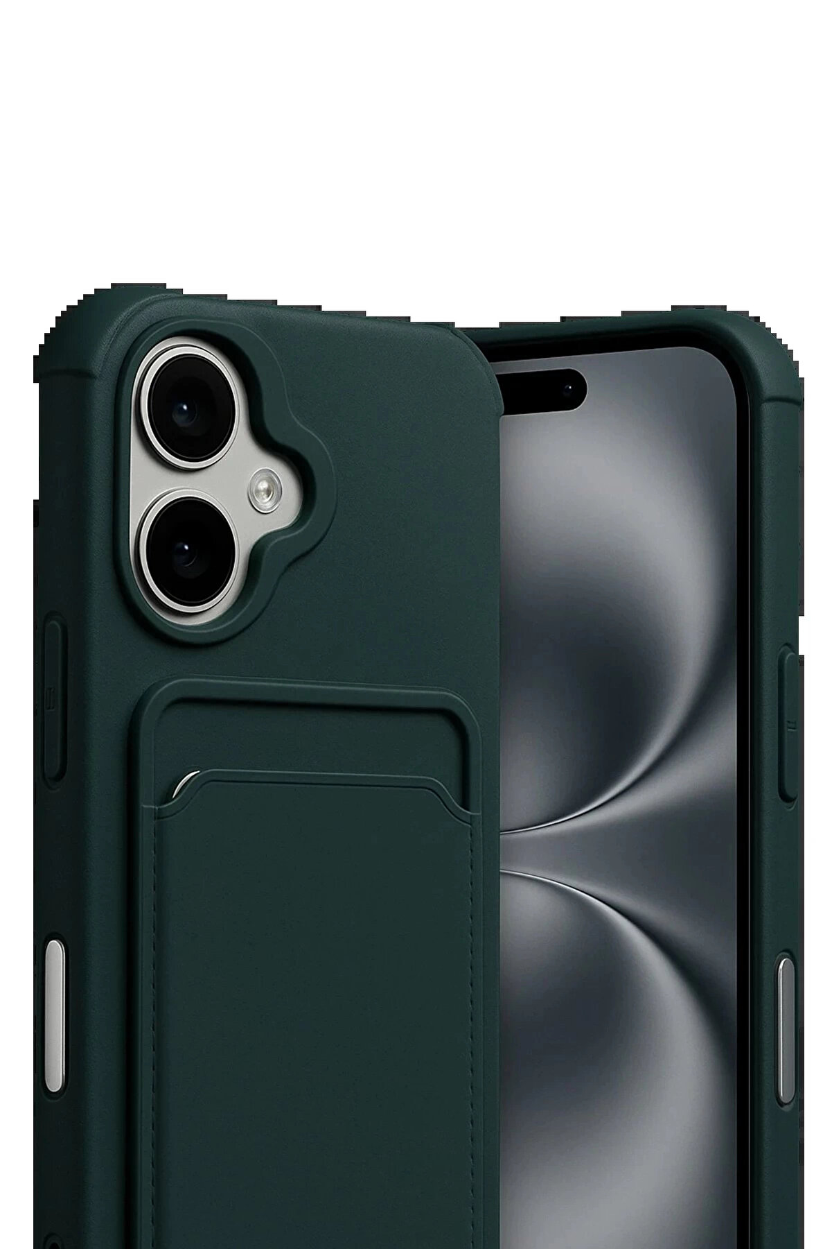 Buti̇k Apple İphone 17 Kelvi̇n Kartvi̇zi̇tli̇ Si̇li̇kon - Koyu Yeşi̇l-(5796)