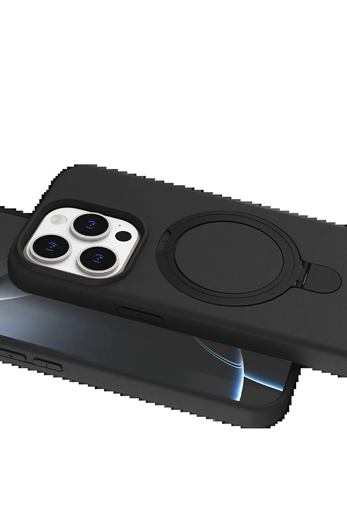 Buti̇k Apple İphone 14 Pro Max Regal Magsafe Standlı Kapak - Si̇yah-(5796)