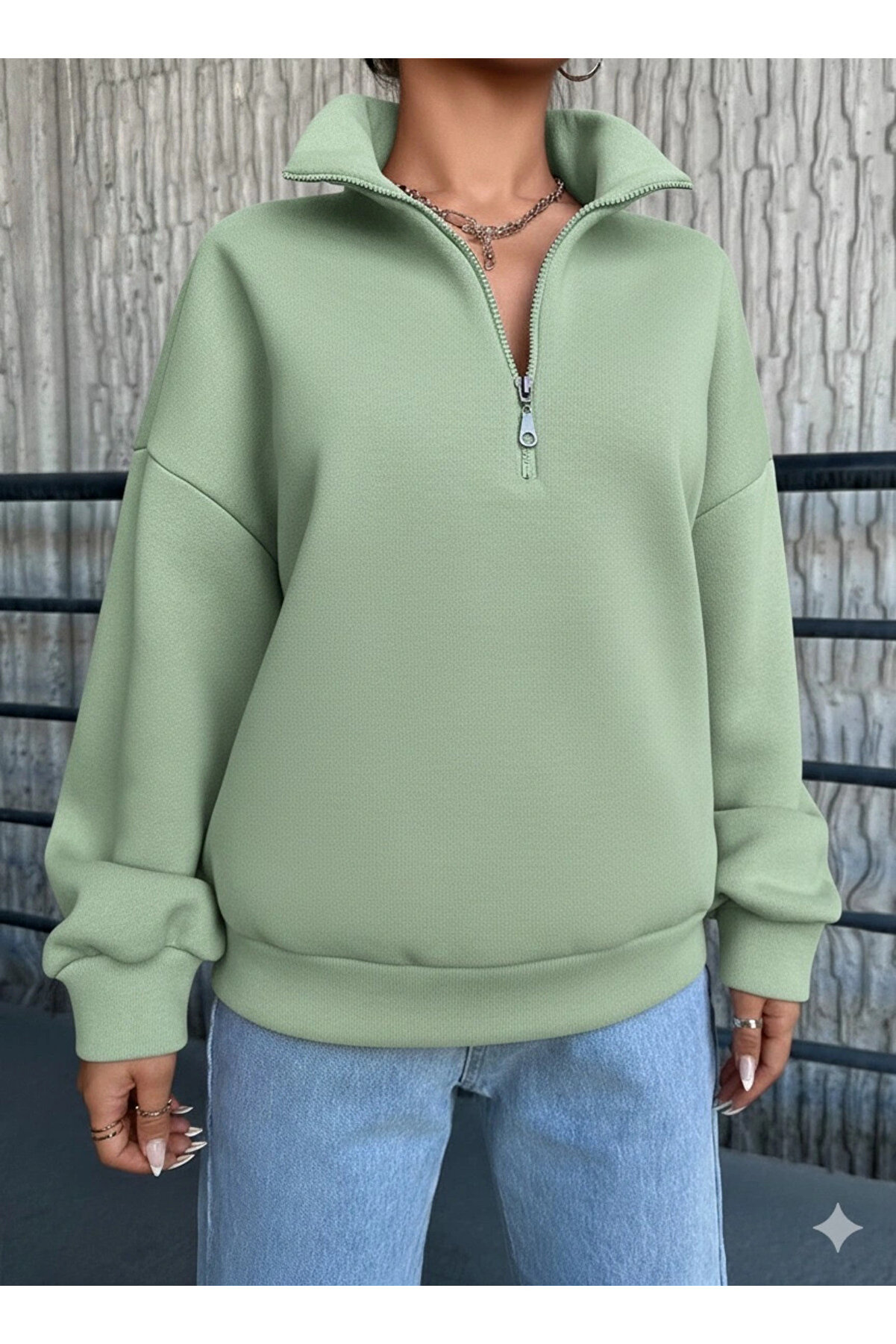 Ethab Ti̇caret 3 İpli̇k Şardonlu Yarım Fermuarlı Sweatshi̇rt Mi̇nt