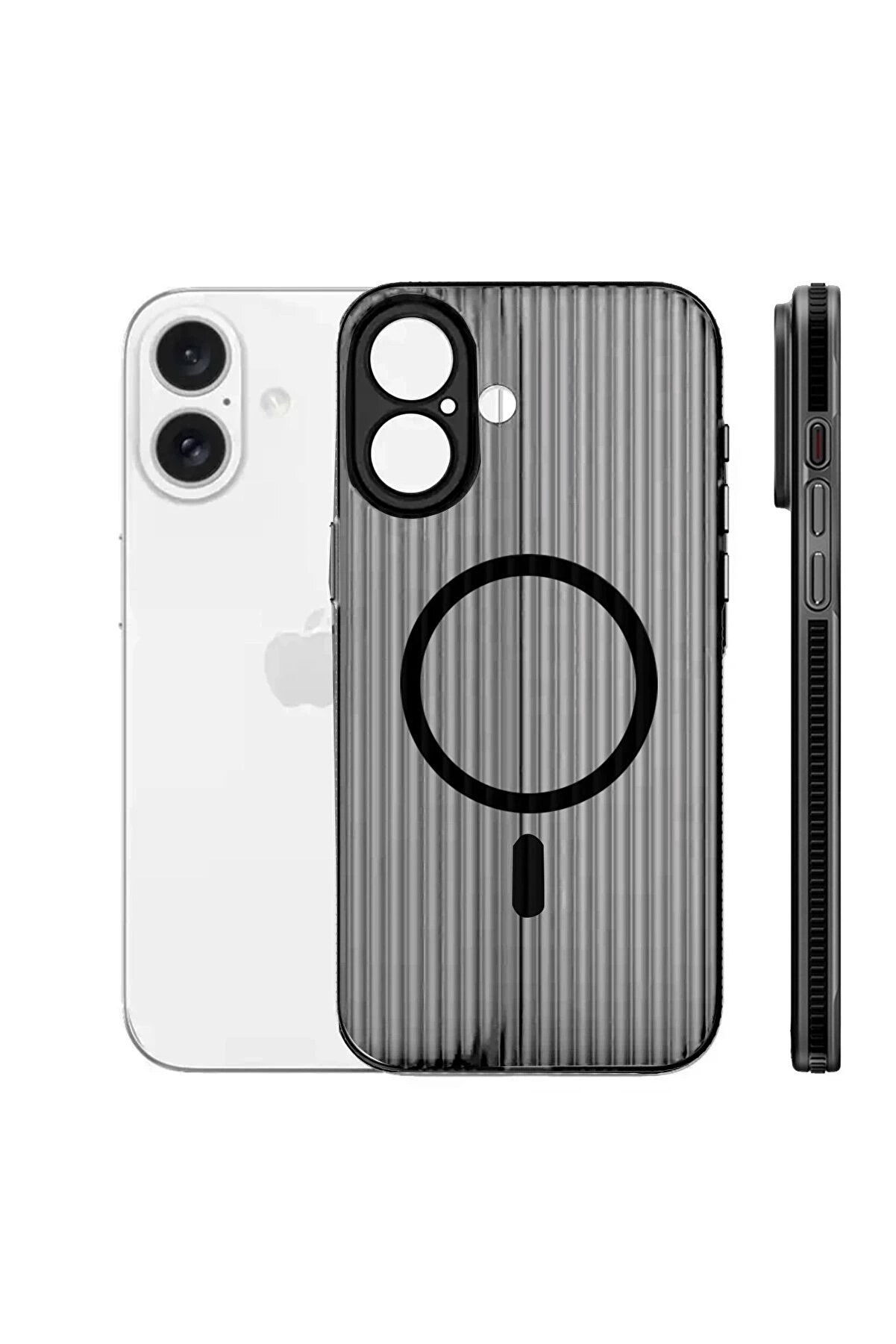 Buti̇k İphone 16 Li̇ne Magsafe Kapak - Si̇yah-(5796)