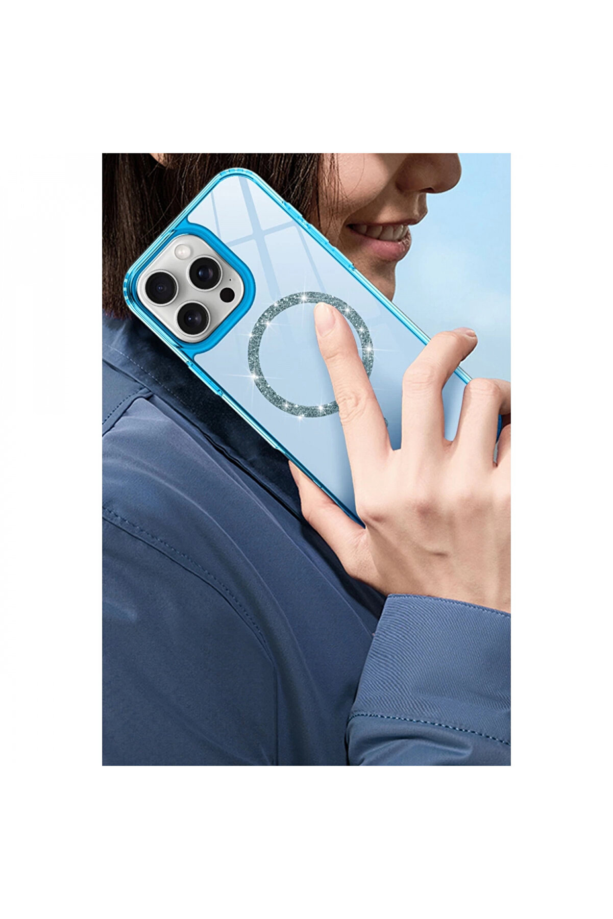 Byhodi̇ Apple İphone 15 Plus Li̇ve Di̇amond Magsafe Kapak - Si̇yah