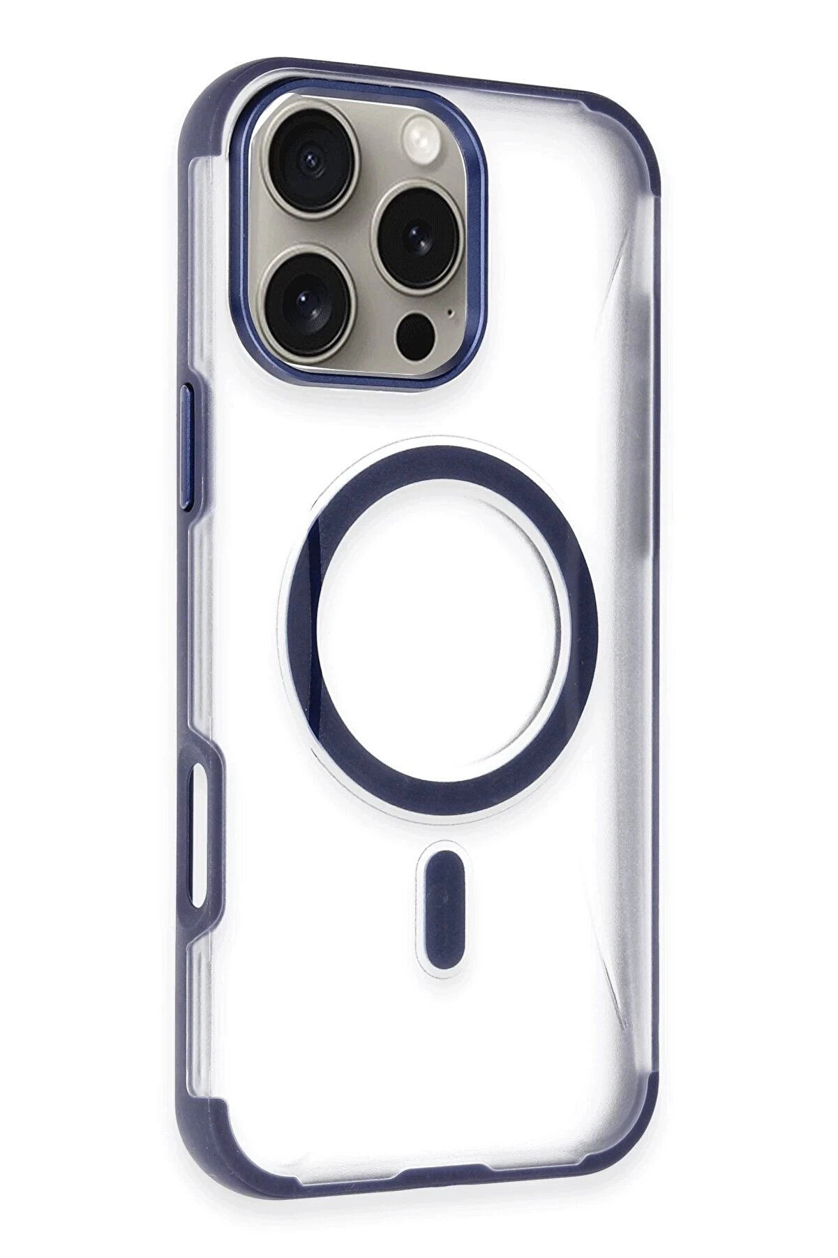 Buti̇k İphone 16 Pro Hi̇lton Magsafe Kapak - Laci̇vert-(5796)