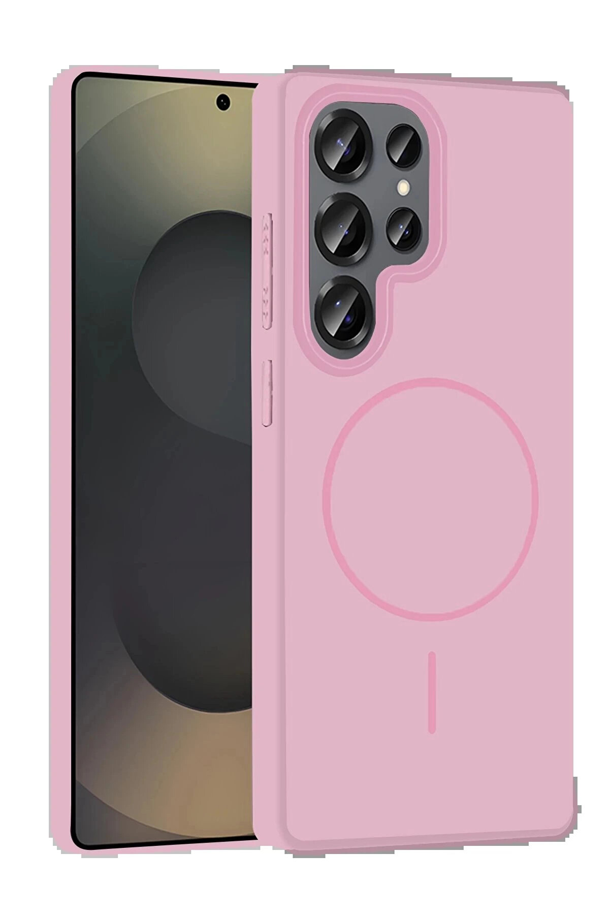 Buti̇k Samsung Galaxy S25 Ultra Broş Magsafe Kapak - Pembe-(5796)