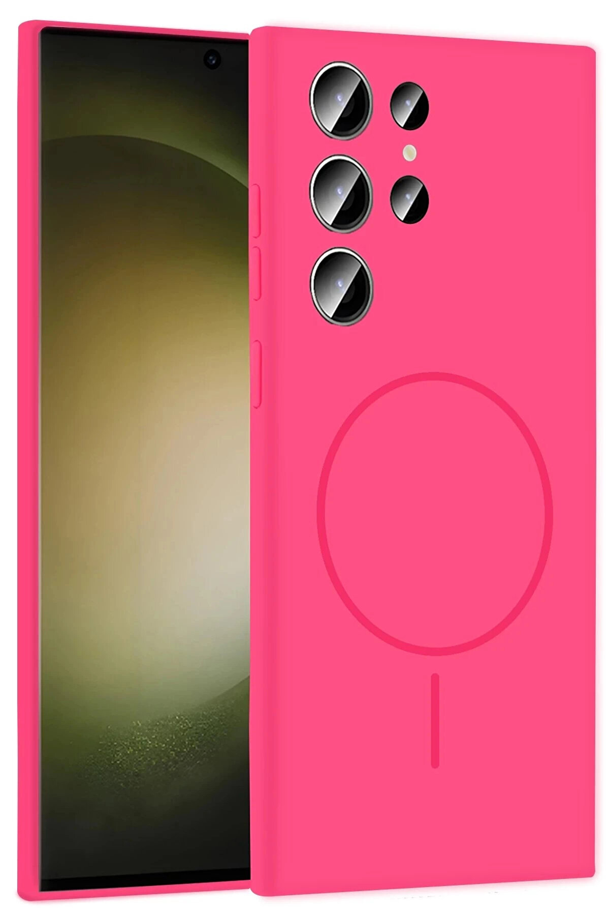 Buti̇k Samsung Galaxy S24 Ultra Kılıf Jully Magsafe Kapak - Fuşya-(5796)