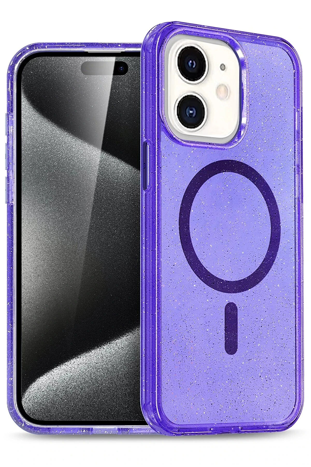 Buti̇k Apple İphone 12 Star Magsafe Kapak - Mor-(5796)