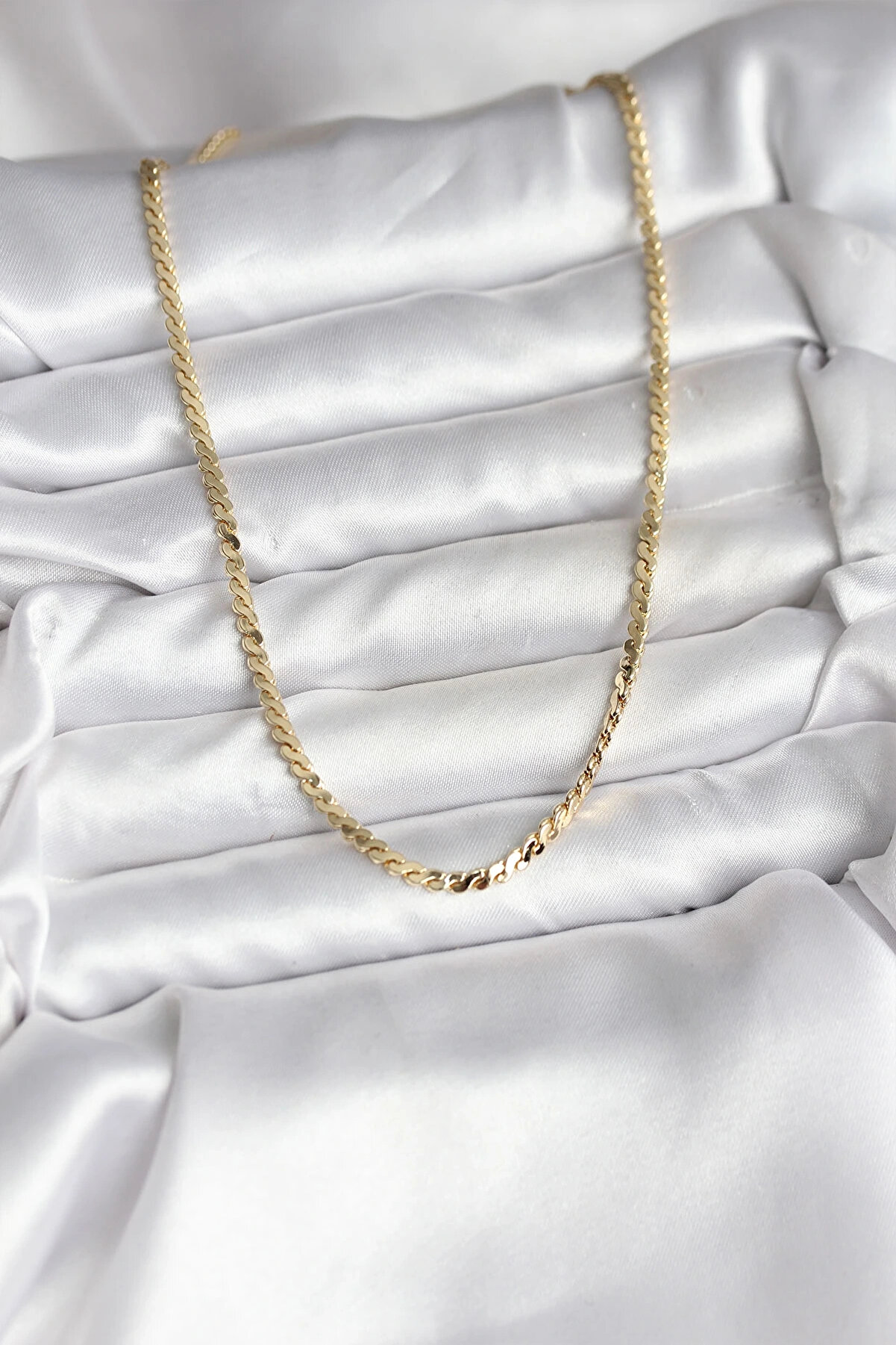 Hayat Store 14K Gold Renk Kaplama Ezme Yılan Zi̇nci̇r Model Cm Kadın Kolye