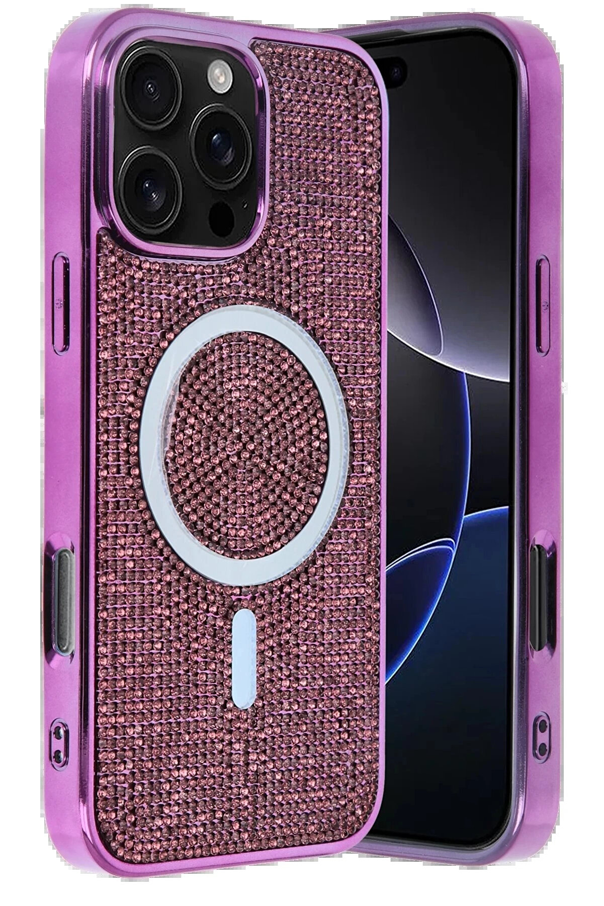 Buti̇k Apple İphone 16 Pro Max Helen Magsafe Kapak - Deri̇n Mor-(5796)