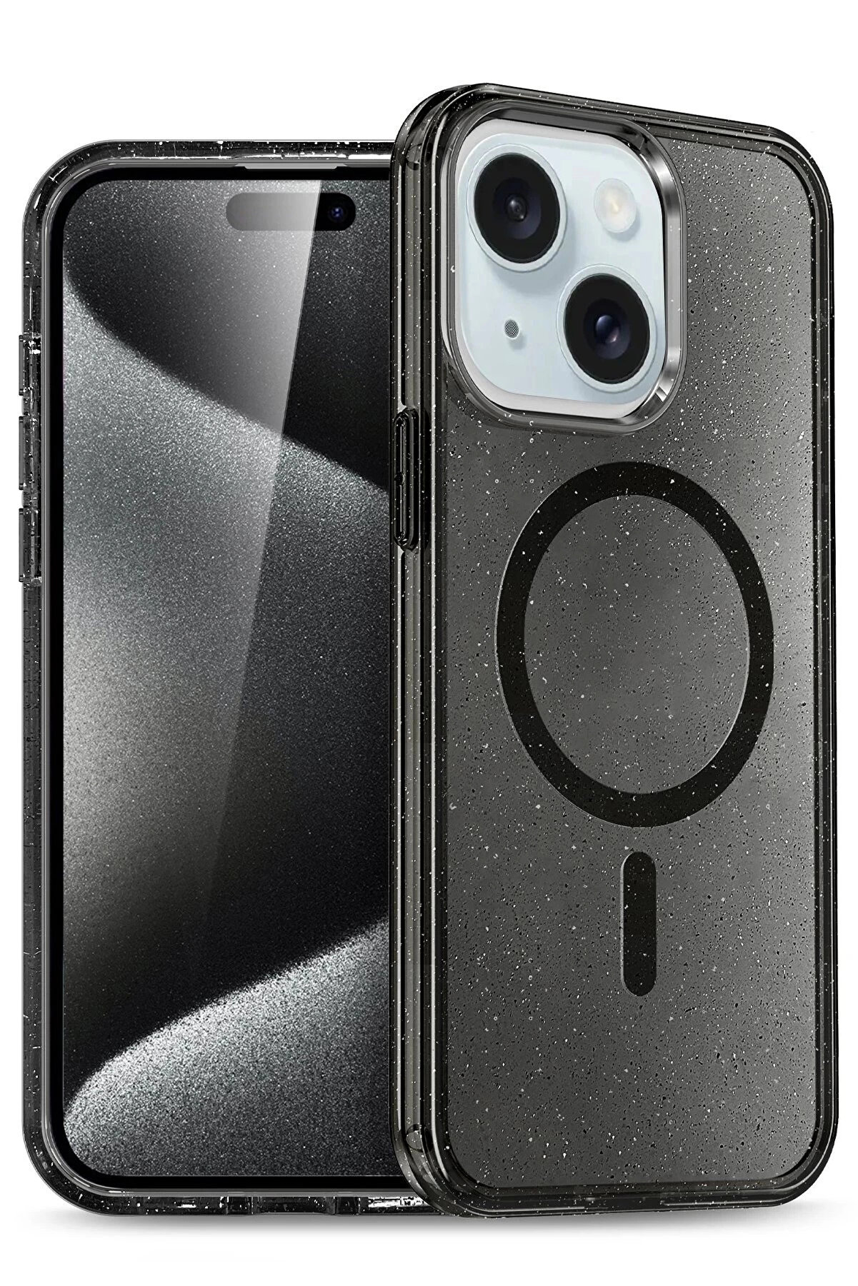 Buti̇k Apple İphone 15 Star Magsafe Kapak - Si̇yah-(5796)