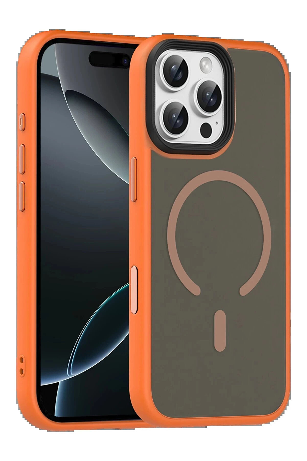 Buti̇k Apple İphone 16 Pro Max Megane Magsafe Kapak - Turuncu-(5796)