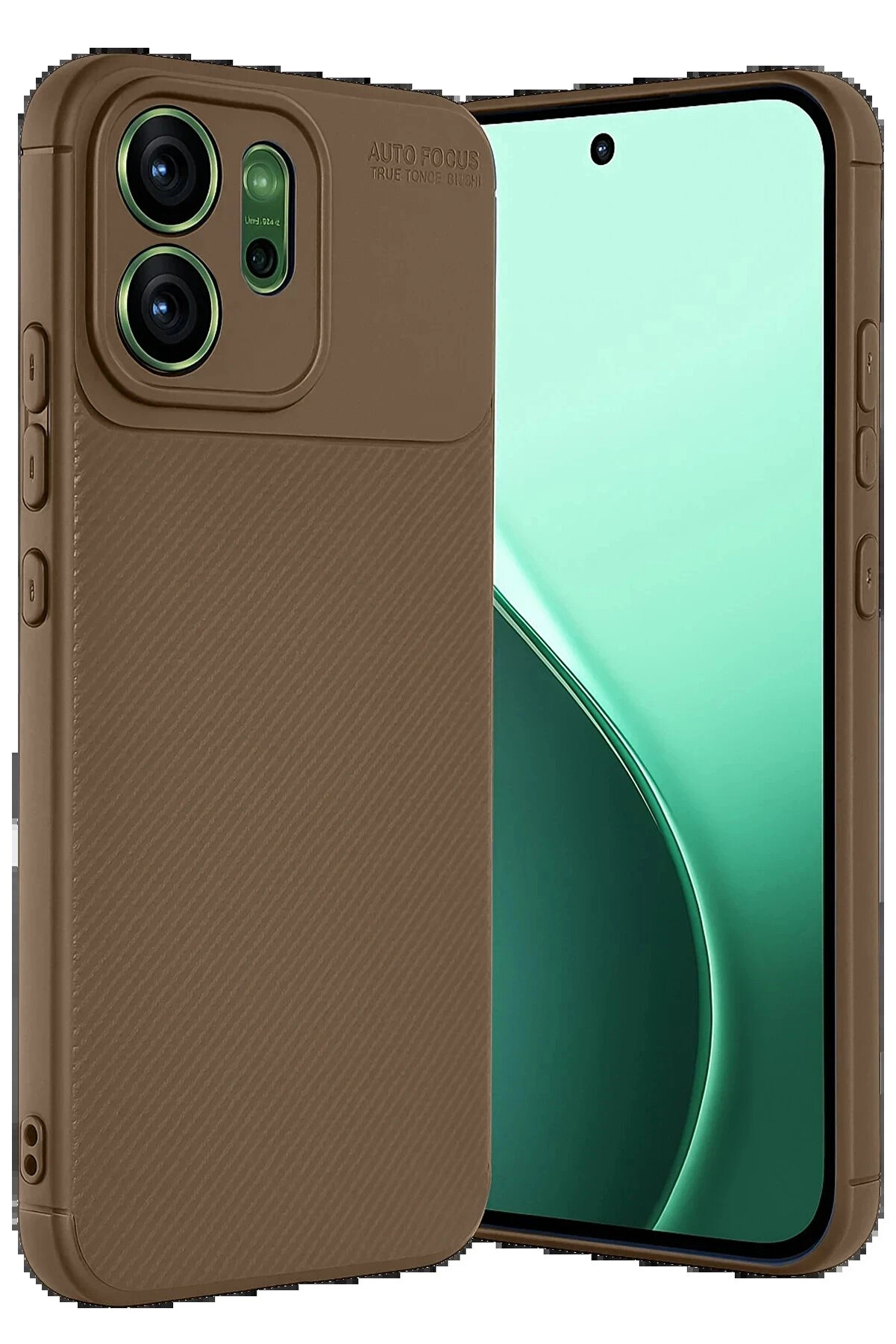 Buti̇k Oppo Reno 14F Auto Focus Karbon Kapak - Kahverengi̇-(5796)