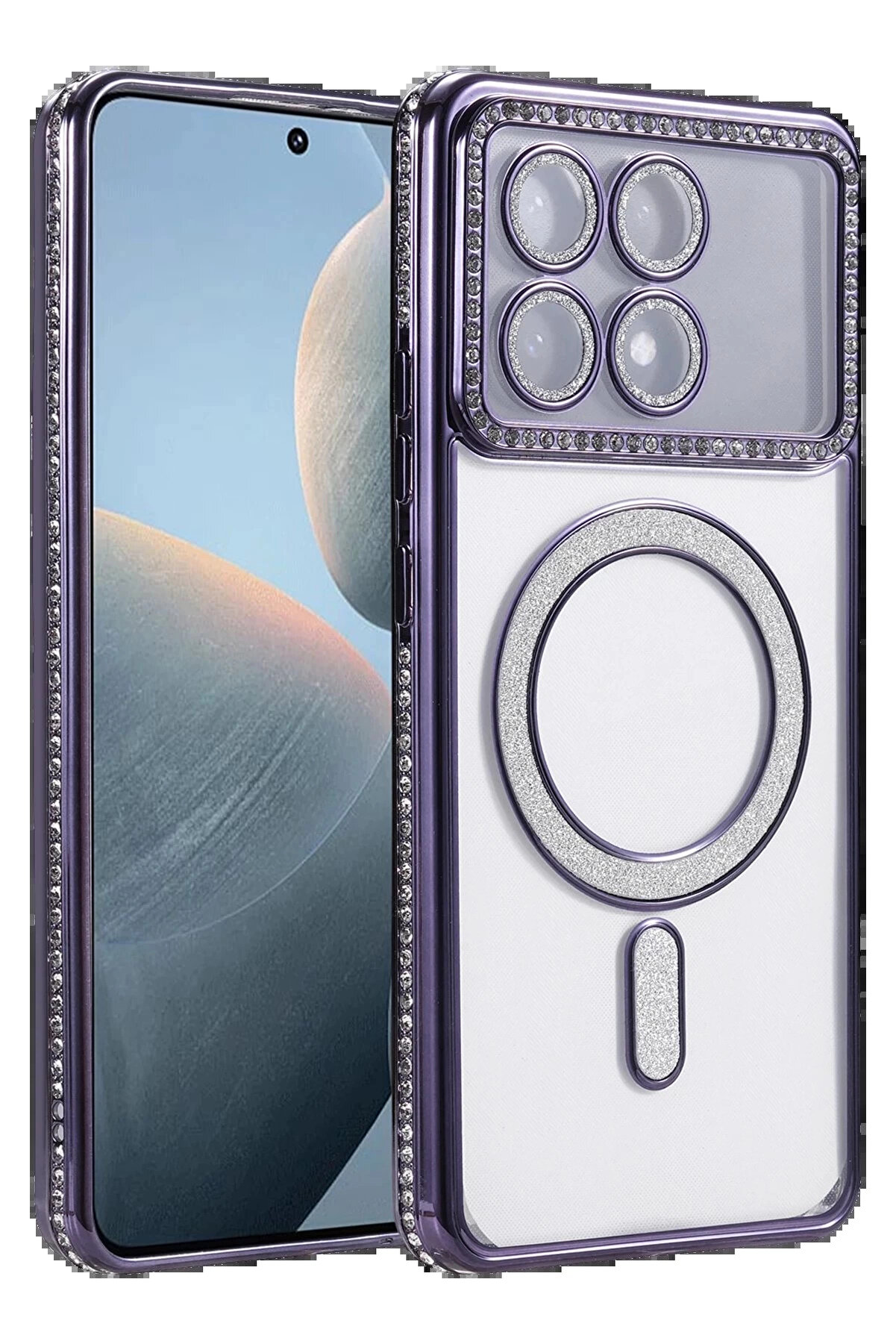 Buti̇k Xi̇aomi̇ Poco X6 Pro Joke Si̇mli̇ Magneti̇csafe Kılıf - Deri̇n Mor-(5796)