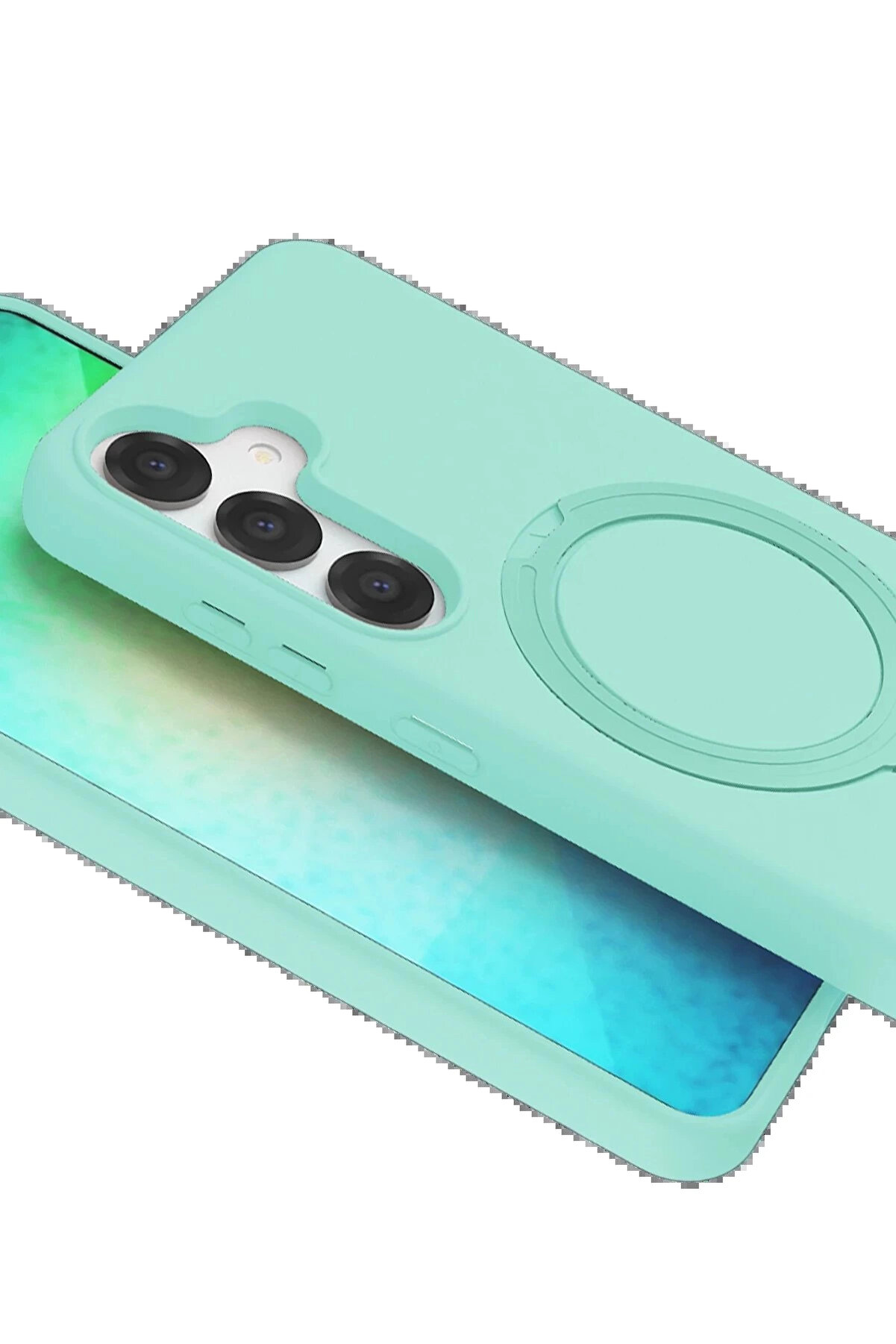 Buti̇k Samsung Galaxy S25 Regal Magsafe Standlı Kapak - Su Yeşi̇li̇-(5796)