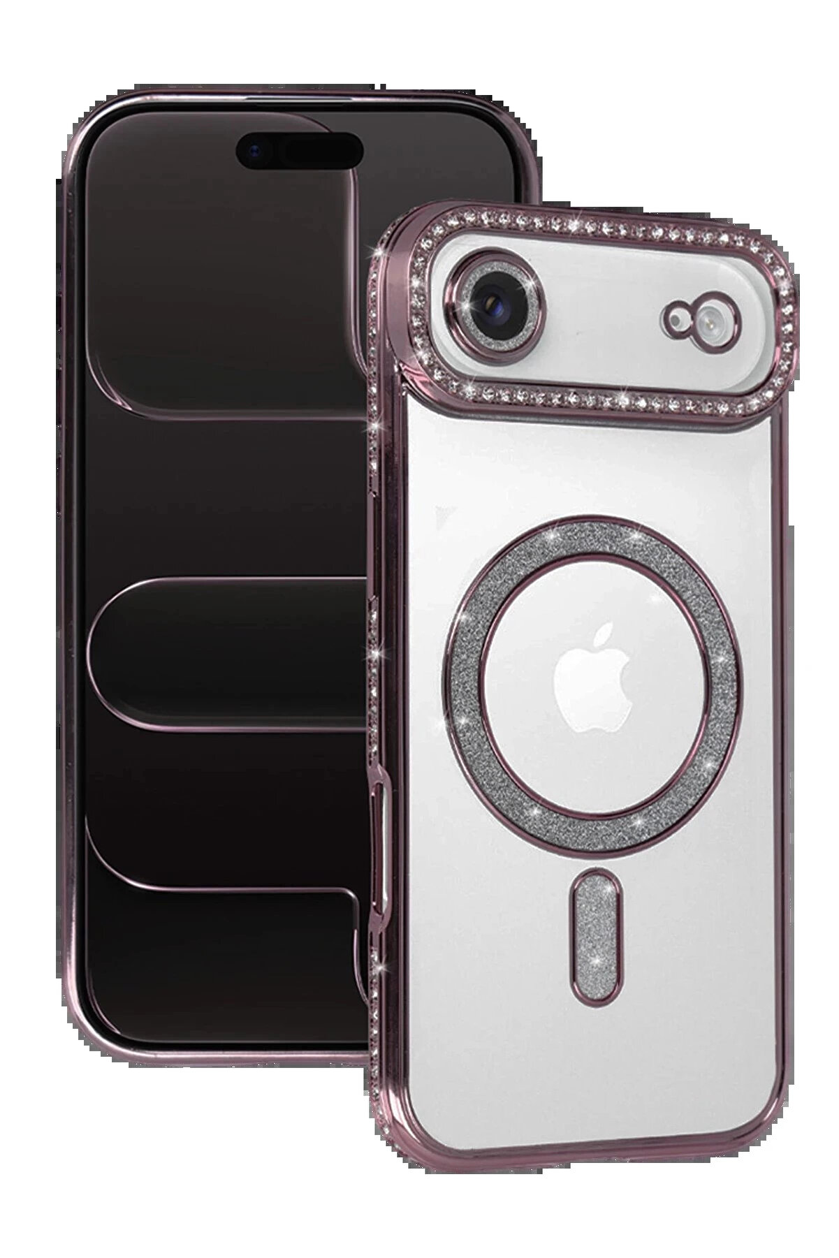 Buti̇k Apple İphone 17 Ai̇r Joke Si̇mli̇ Magneti̇csafe Kılıf - Pembe-(5796)