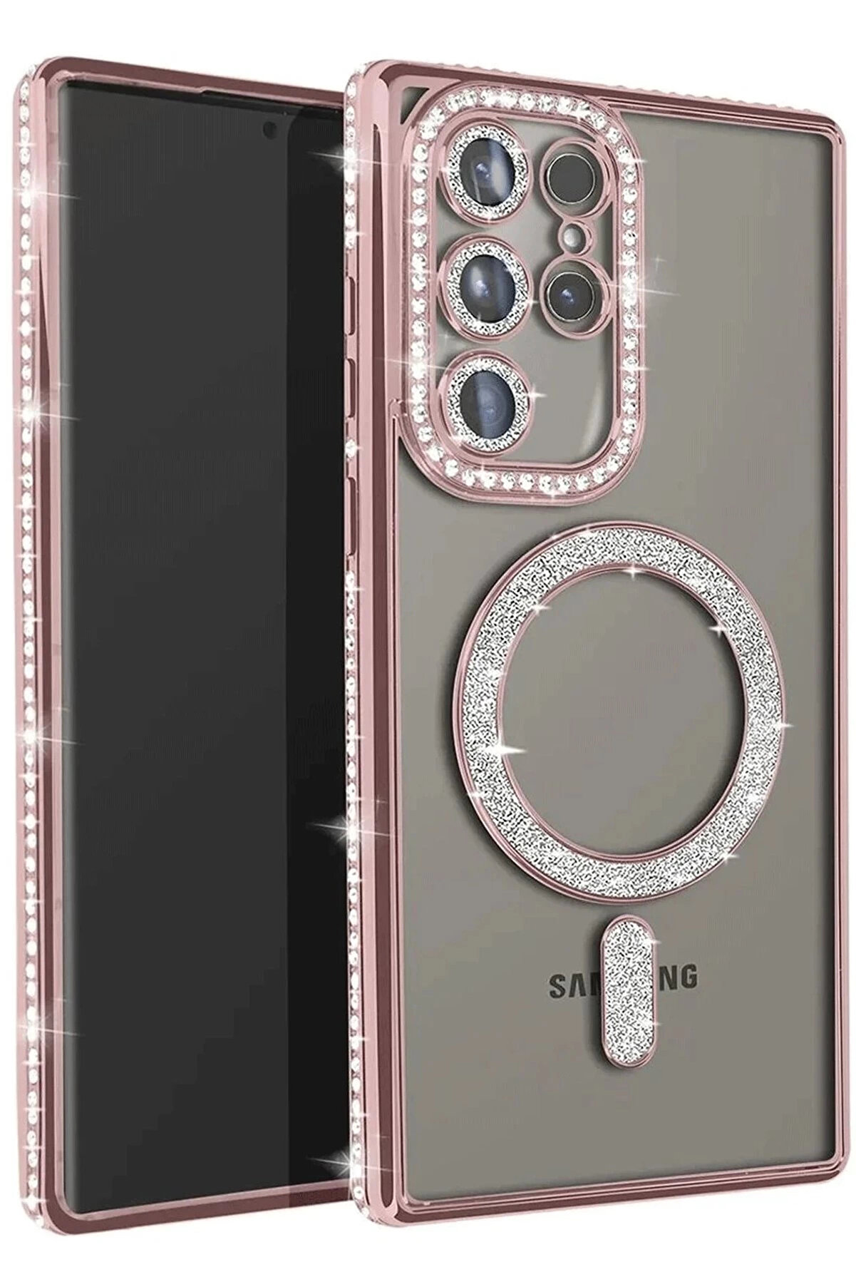 Buti̇k Samsung Galaxy S25 Ultra Kılıf Joke Si̇mli̇ Magneti̇csafe Kılıf - Pembe-(5796)