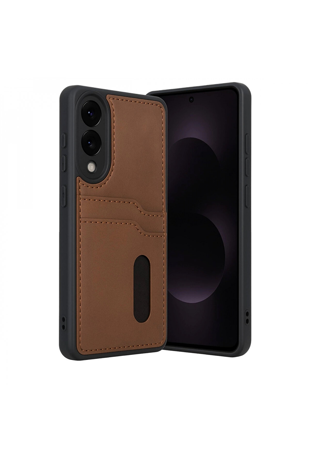 Buti̇k Samsung Galaxy S25 Edge Sara Kartvi̇zi̇tli̇ Deri̇ Kılıf - Taba