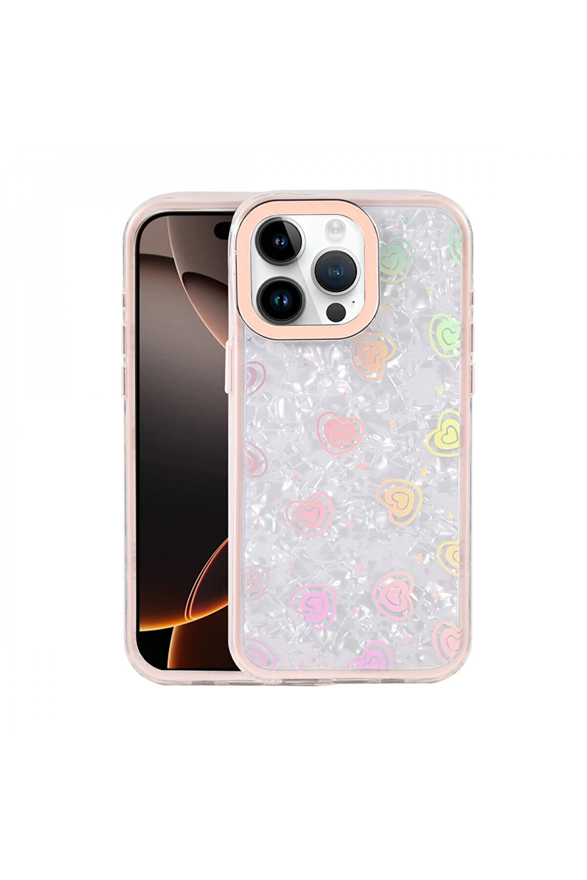 Buti̇k Apple İphone 16 Pro Lumi̇ Desenli̇ Kapak - Pembe-(5796)