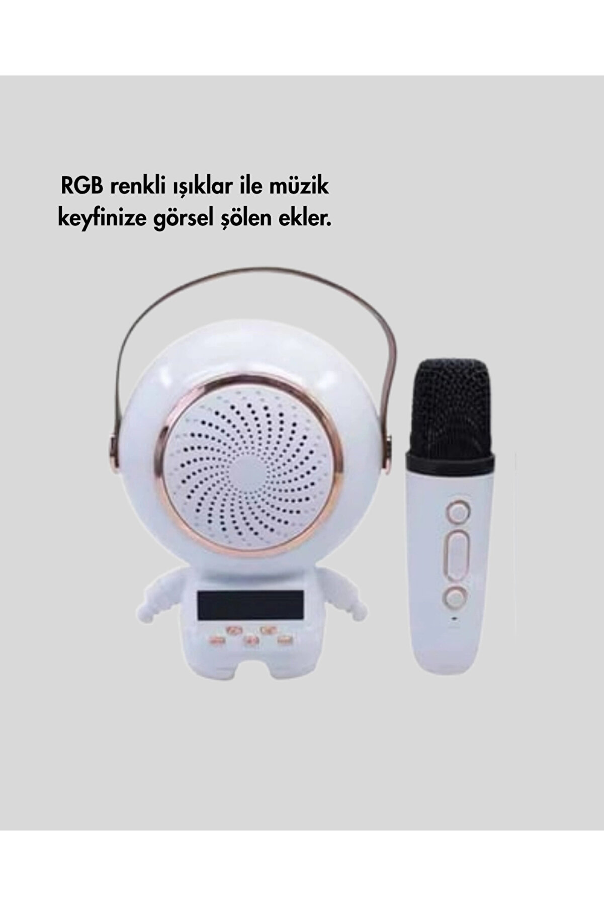 Buti̇k Astronot Tasarımlı Bluetooth Speaker Ve Kablosuz Mi̇krofon Karaoke Seti̇