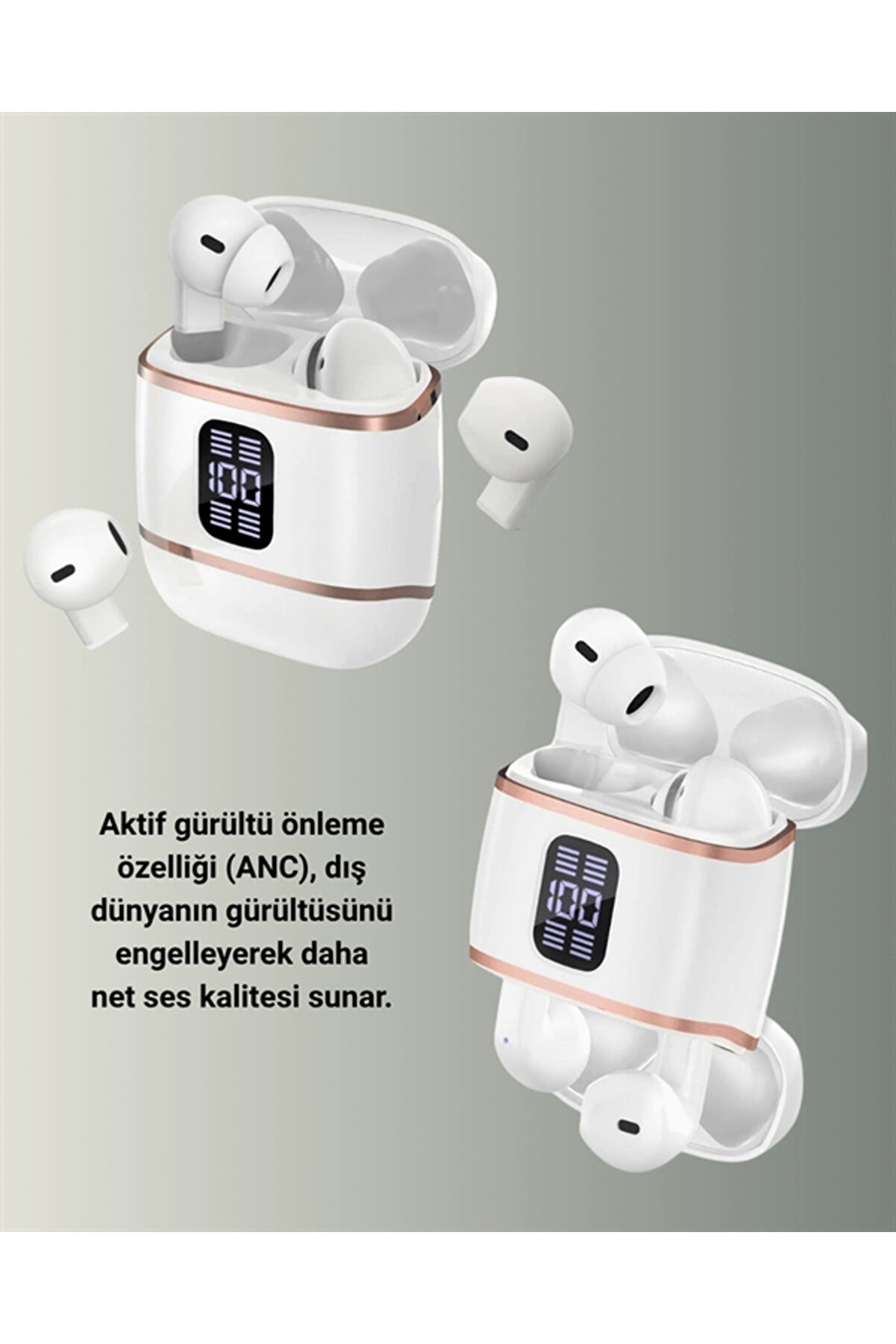 Buti̇k Kulaki̇&ccedil;i̇ Bluetooth Kulaklık V5.3 &ndash; 4&rsquo;L&uuml; Set Di̇ji̇tal Ekranlı G&uuml;r&uuml;lt&uuml; Engelleme