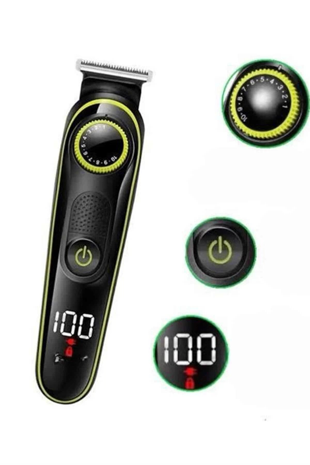 Buti̇k 5 Başlıklı Şarjlı Tıraş Maki̇nesi̇ Led Ekran Sa&ccedil; Sakal Ense Tıraşına Uygun Bakım Seti̇