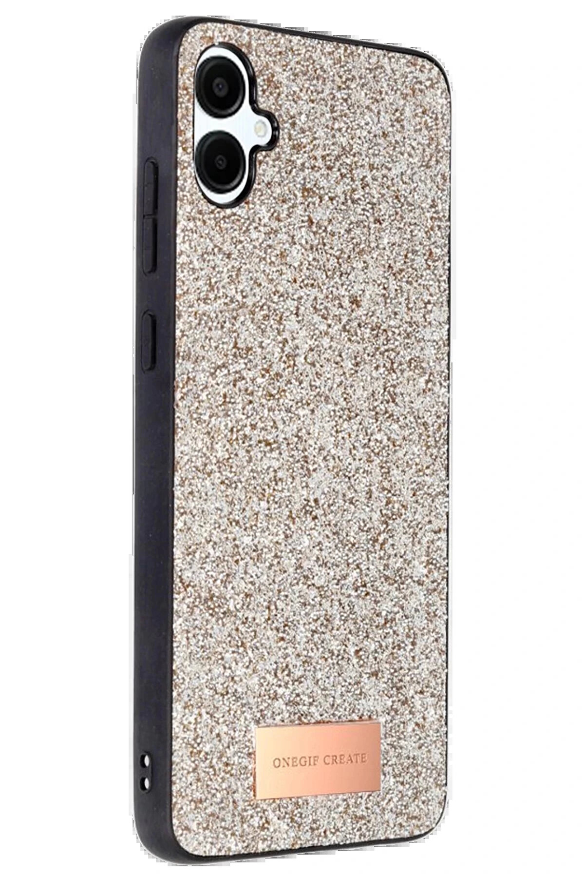 Buti̇k Samsung Galaxy A06 Bri̇ght Si̇mli̇ Kapak - Gold-(5796)