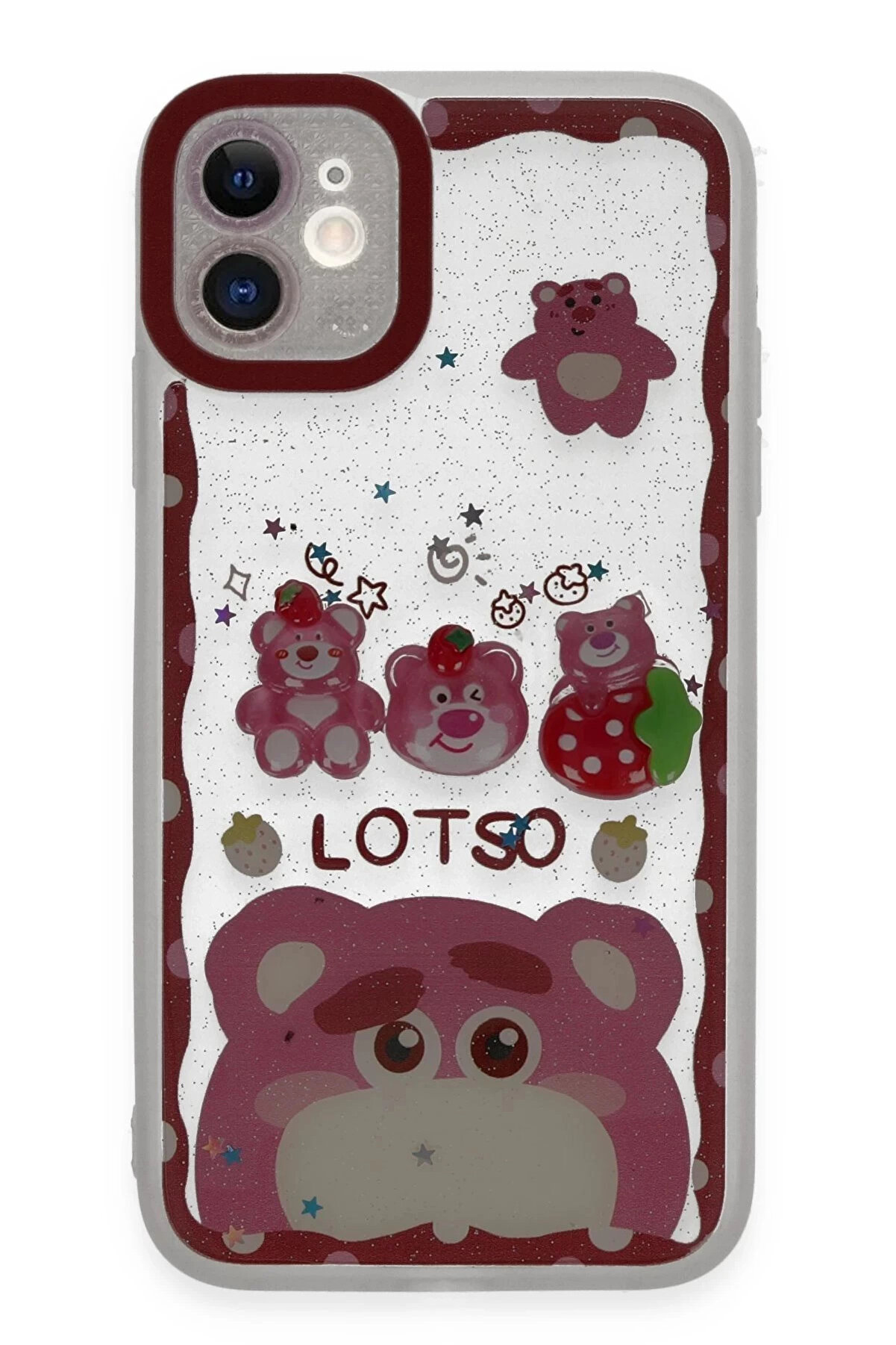 Buti̇k İphone 11 Kılıf Sweet Desenli̇ Si̇li̇kon Kapak - Pembe-(5796)