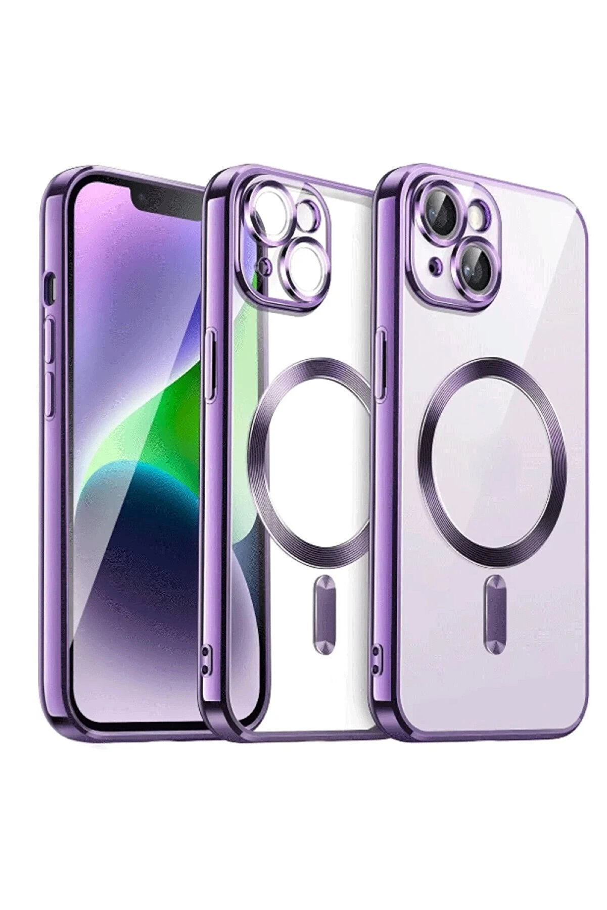 Buti̇k İphone 15 Kılıf Kross Magneti̇csafe Kapak - Mor-(5796)