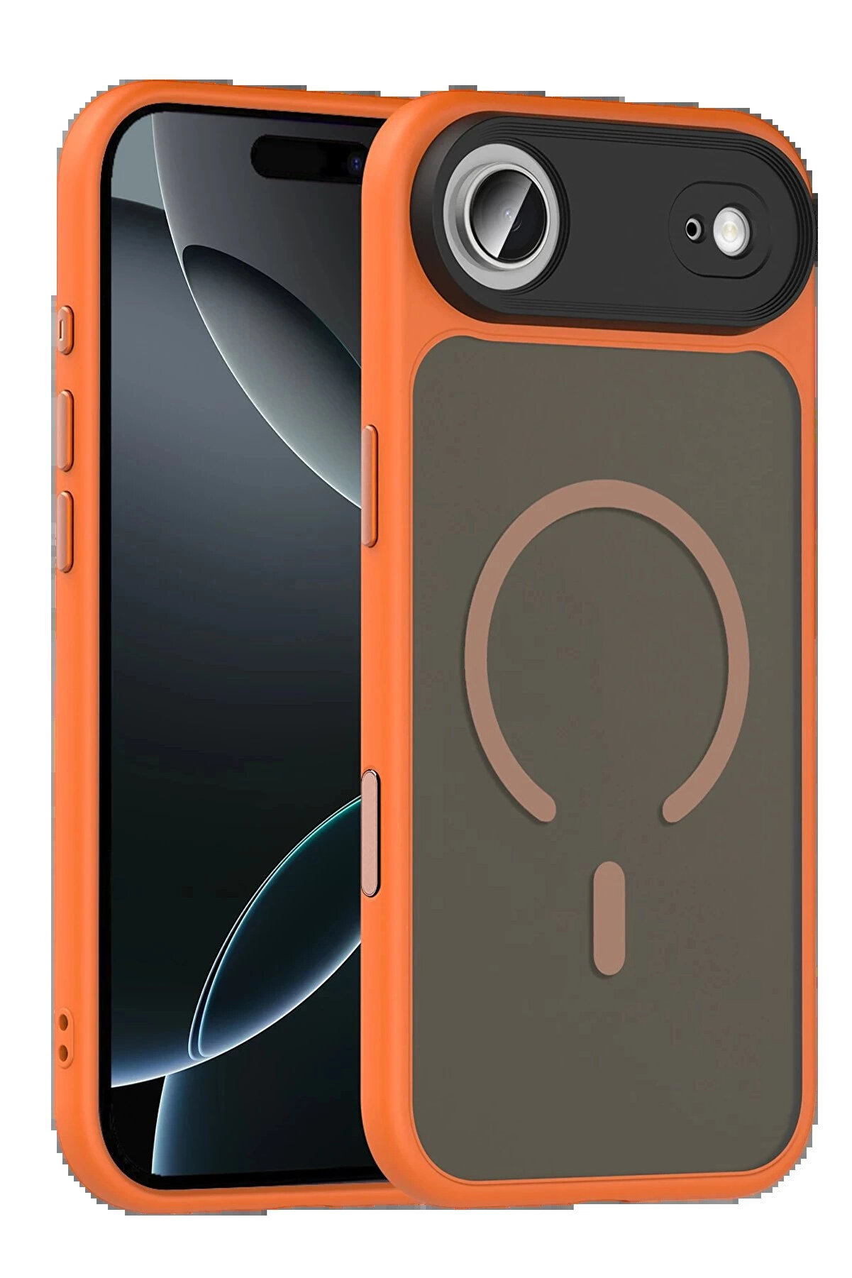 Buti̇k Apple İphone 17 Ai̇r Megane Magsafe Kapak - Turuncu-(5796)