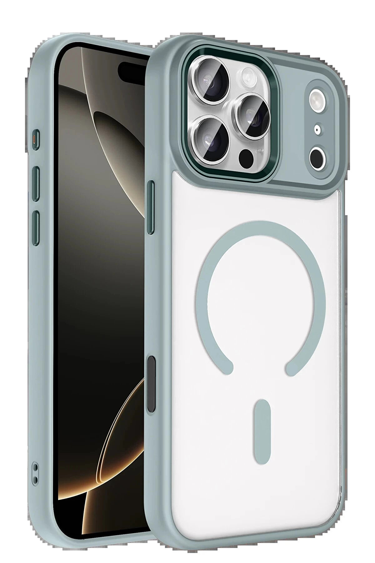 Buti̇k Apple İphone 17 Pro Terea Magsafe Kapak - Gri̇-(5796)