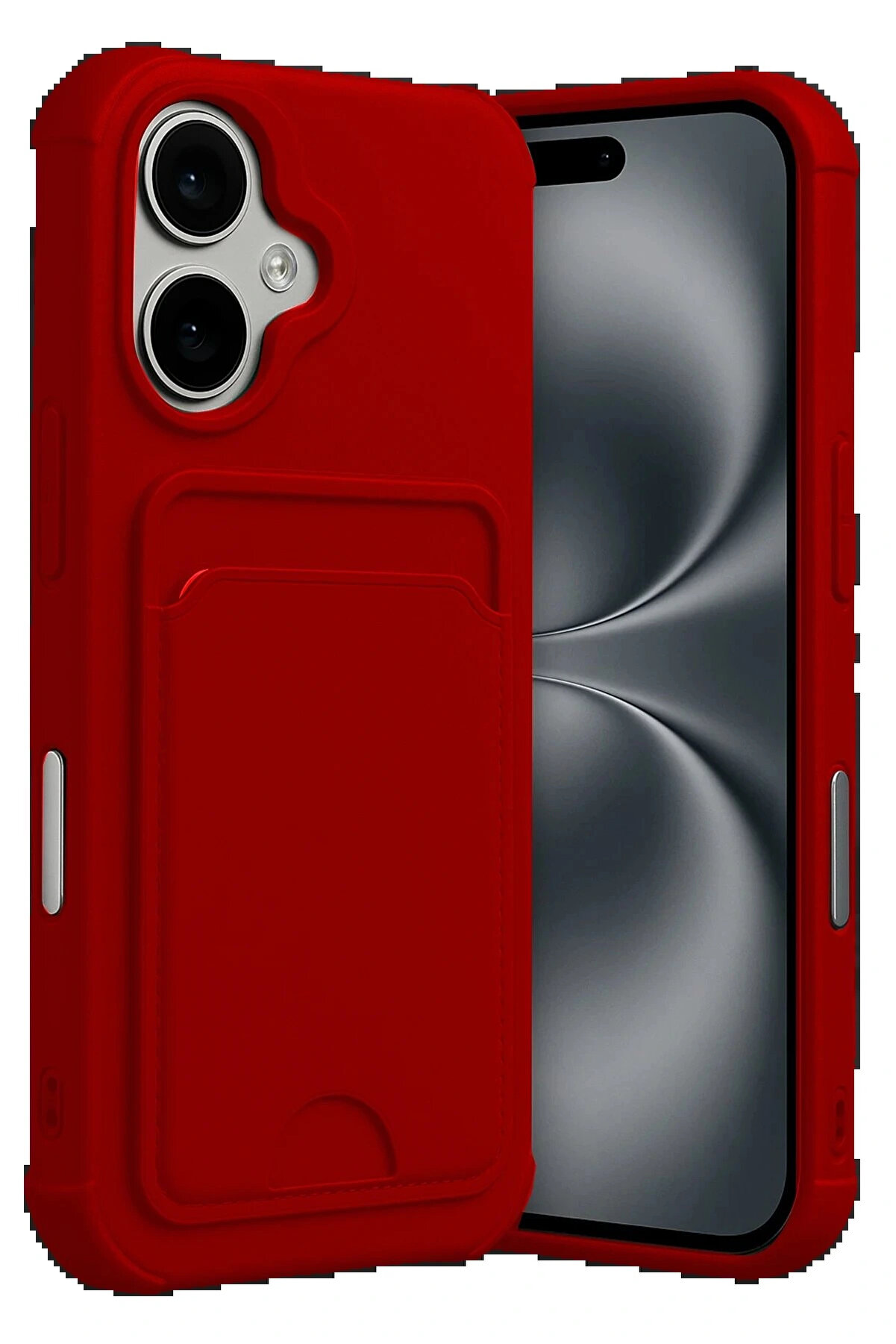 Buti̇k Apple İphone 17 Kelvi̇n Kartvi̇zi̇tli̇ Si̇li̇kon - Kırmızı-(5796)