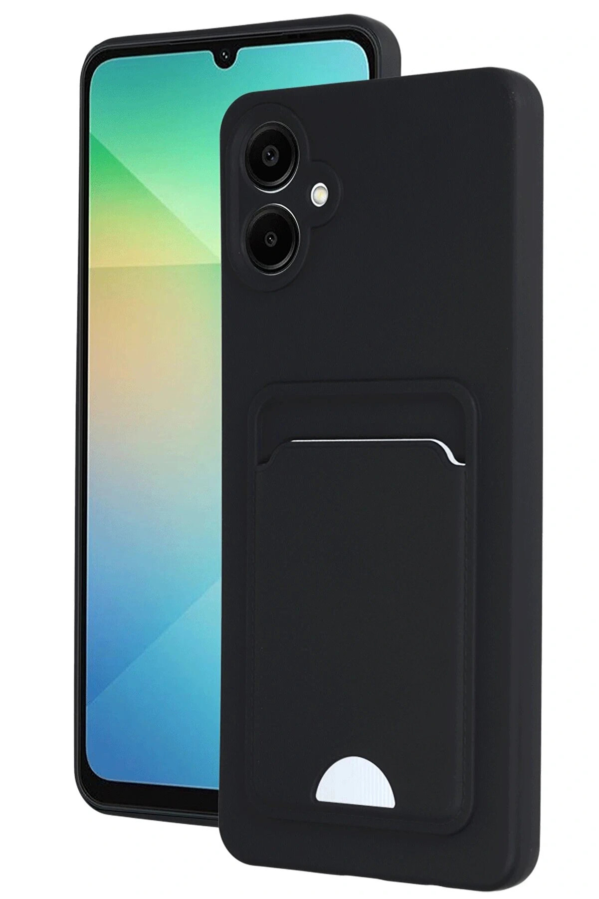 Buti̇k Samsung Galaxy A06 Kılıf Kelvi̇n Kartvi̇zi̇tli̇ Si̇li̇kon - Si̇yah-(5796)