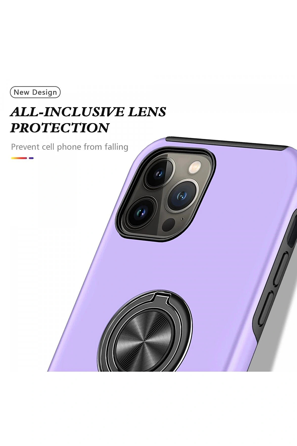 Buti̇k İphone 13 Pro Kılıf Eli̇t Y&uuml;z&uuml;kl&uuml; Kapak - Mor-(5796)