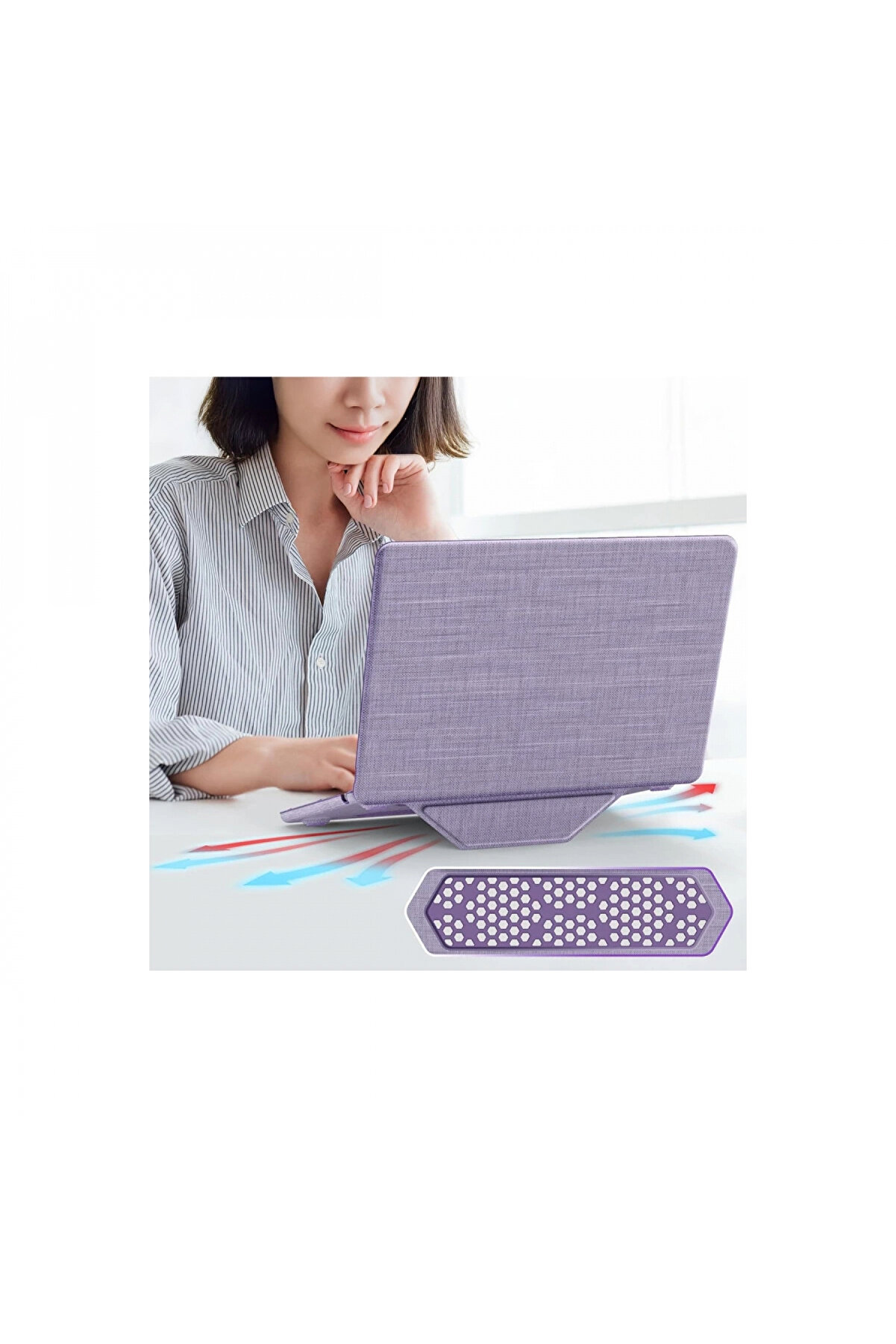 Harmonyaura Macbook Pro 16 2021 Macbook Kumaş Kapak - Mor