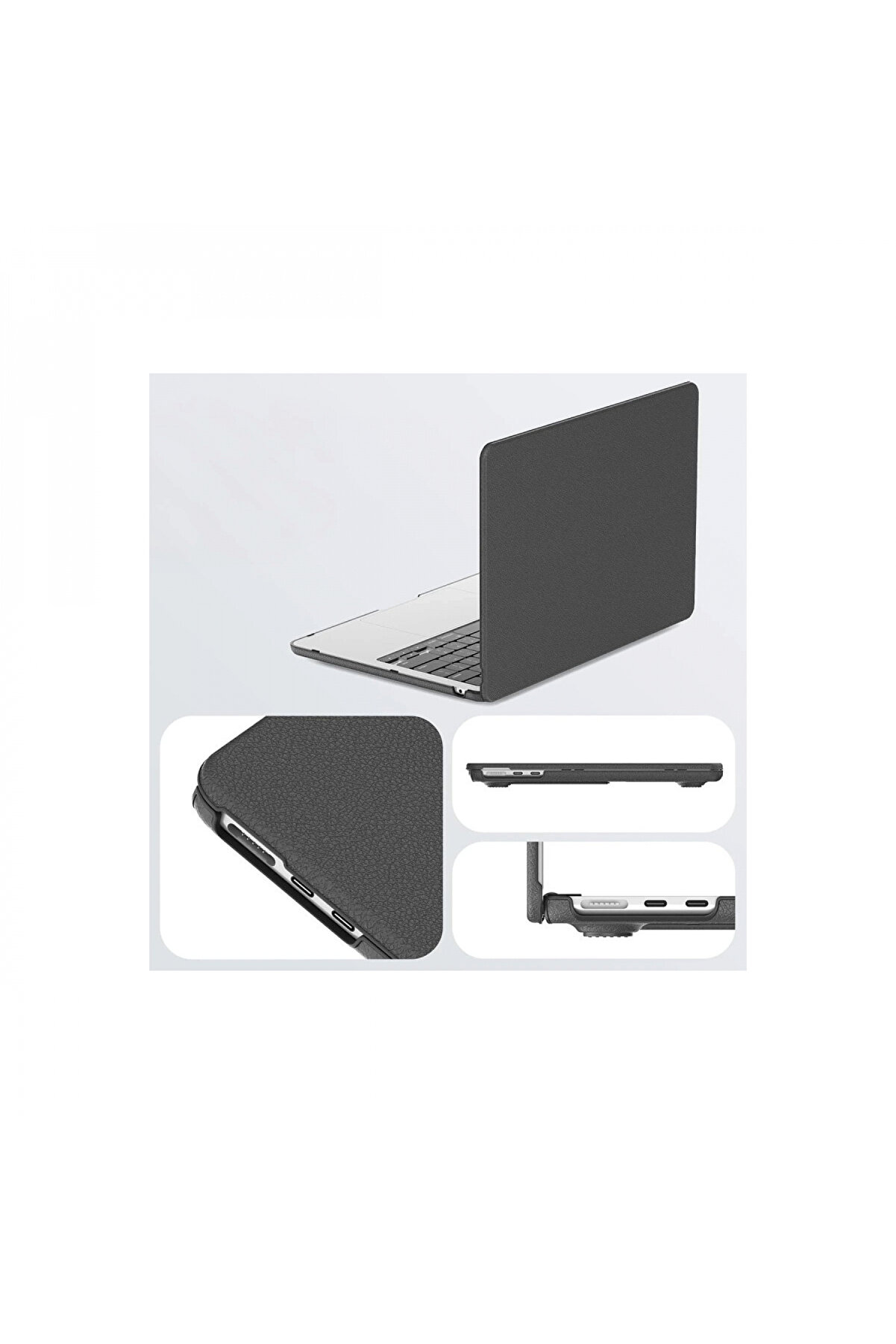 Eco Port Macbook Ai̇r 15 2024 Macbook Deri̇ Kapak - Gri̇