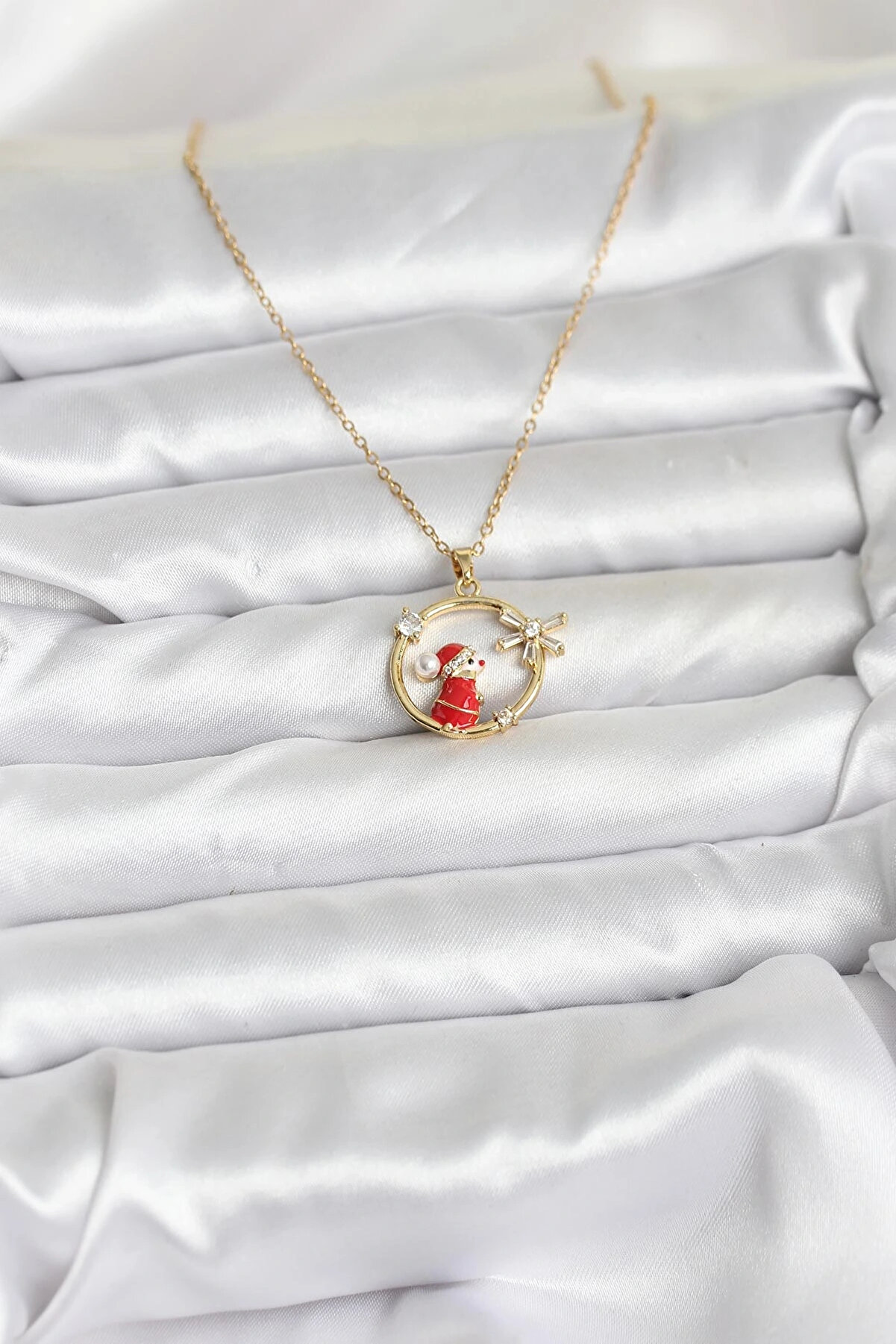 Hulyomer Hub 316L &Ccedil;eli̇k Zi̇nci̇r Gold Zi̇rkon Taşlı Yılbaşı Tema Kadın Kolye